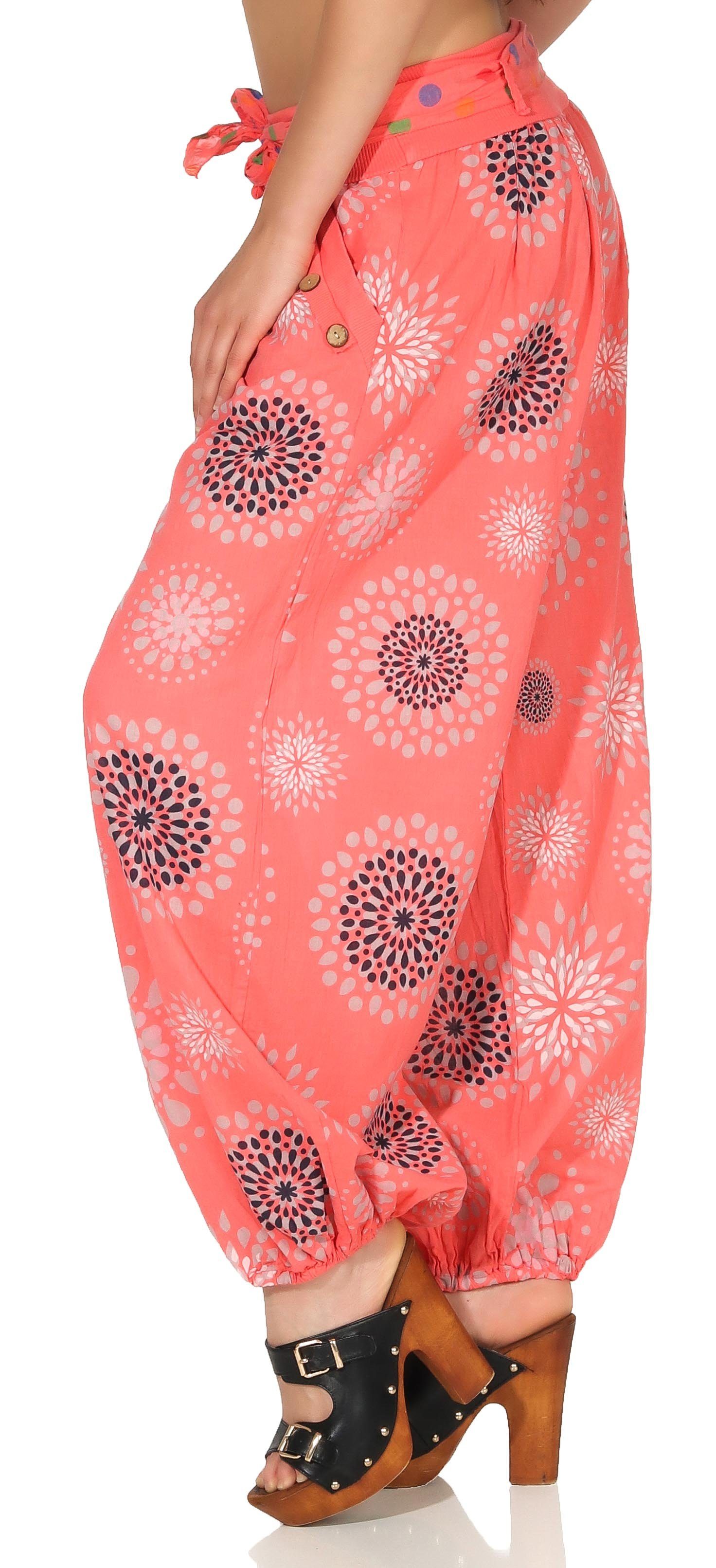 malito more than fashion Haremshose malito Damen Pumphose mit Print, leichte Stoffhose inkl. Gürtel, Pumphose Aladinhose mit Print Einheitsgröße