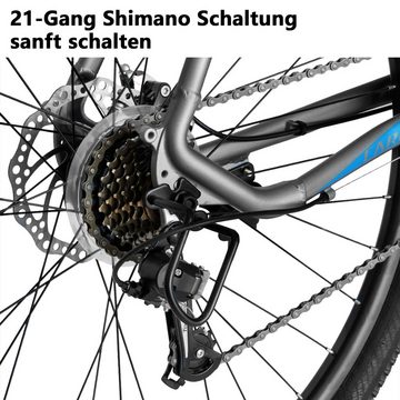 CARPAT SPORT Mountainbike 27,5 29 Zoll MTB Fahrrad für Herren Damen, 21 Gang Shimano Tourney Schaltwerk, Kettenschaltung, (Aluminium Rahmen, Mechanische Scheibenbremse), Hardtail Fahrrad
