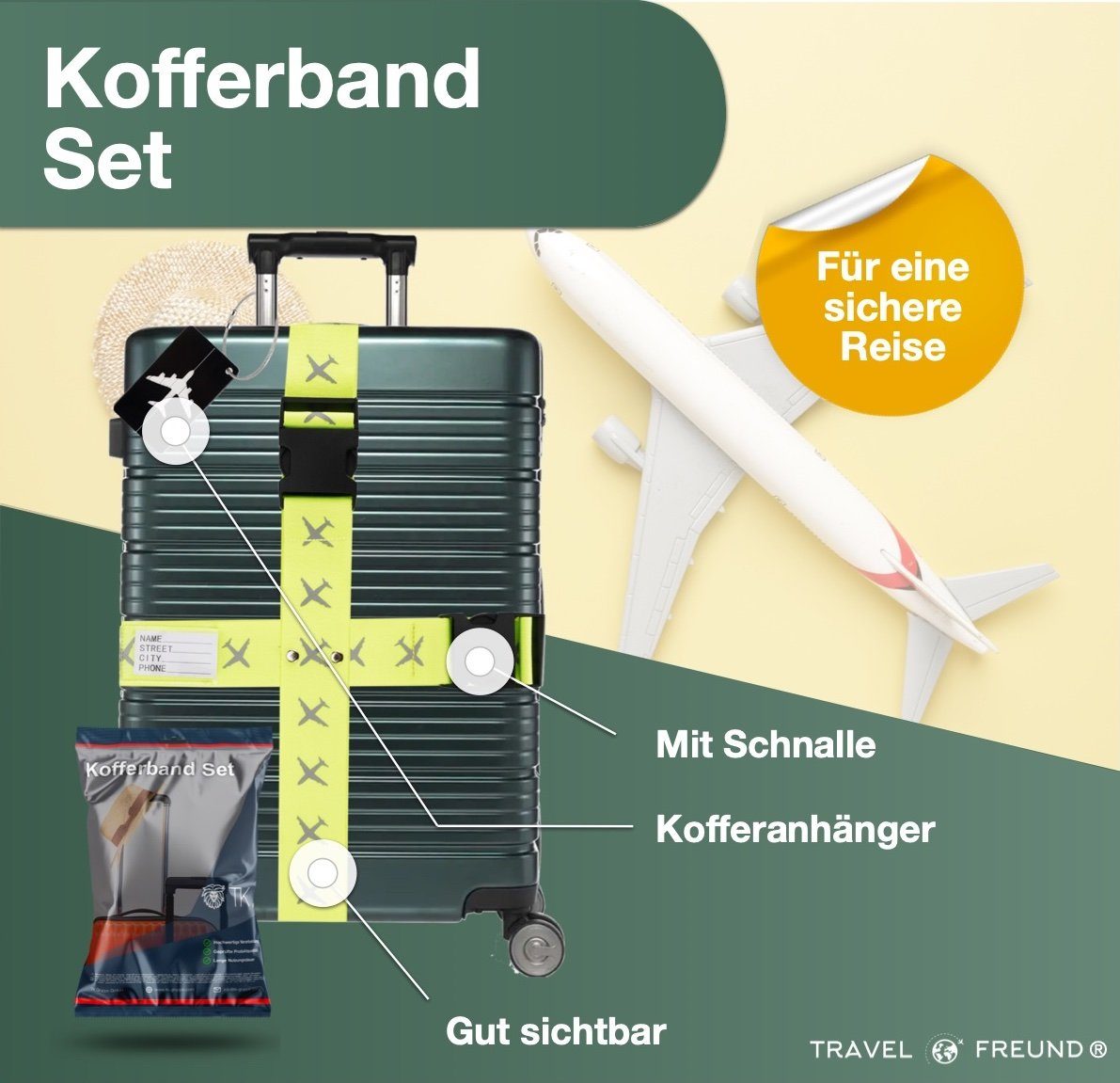 Sarfly Koffergurt Stücke-4 Koffergurt Kofferband Gurt Gepäckgurt Luggage  Strap, (4-tlg)