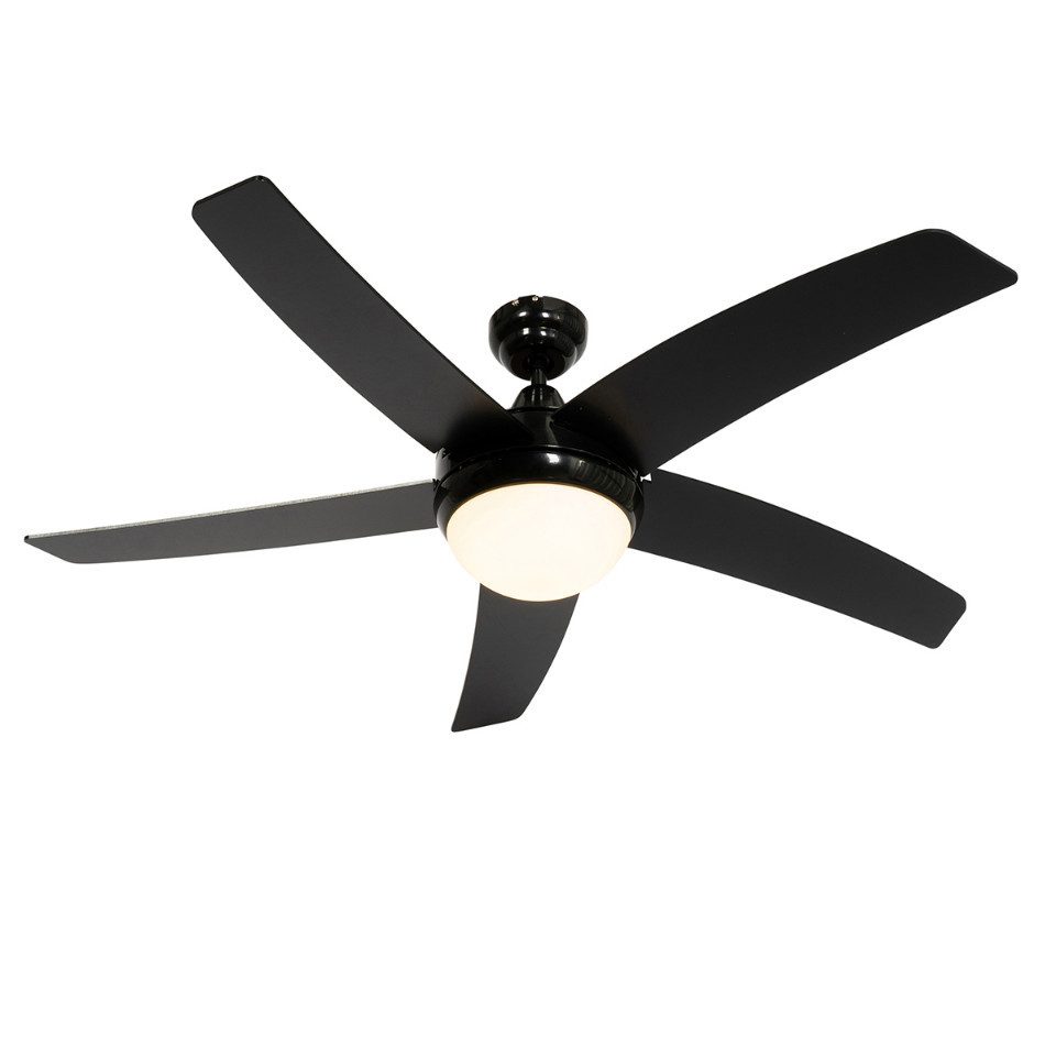 Qazqa Deckenventilator Cool, QAZQA Decken­ventilator, integrated, Schwarz, Stahl, Modern