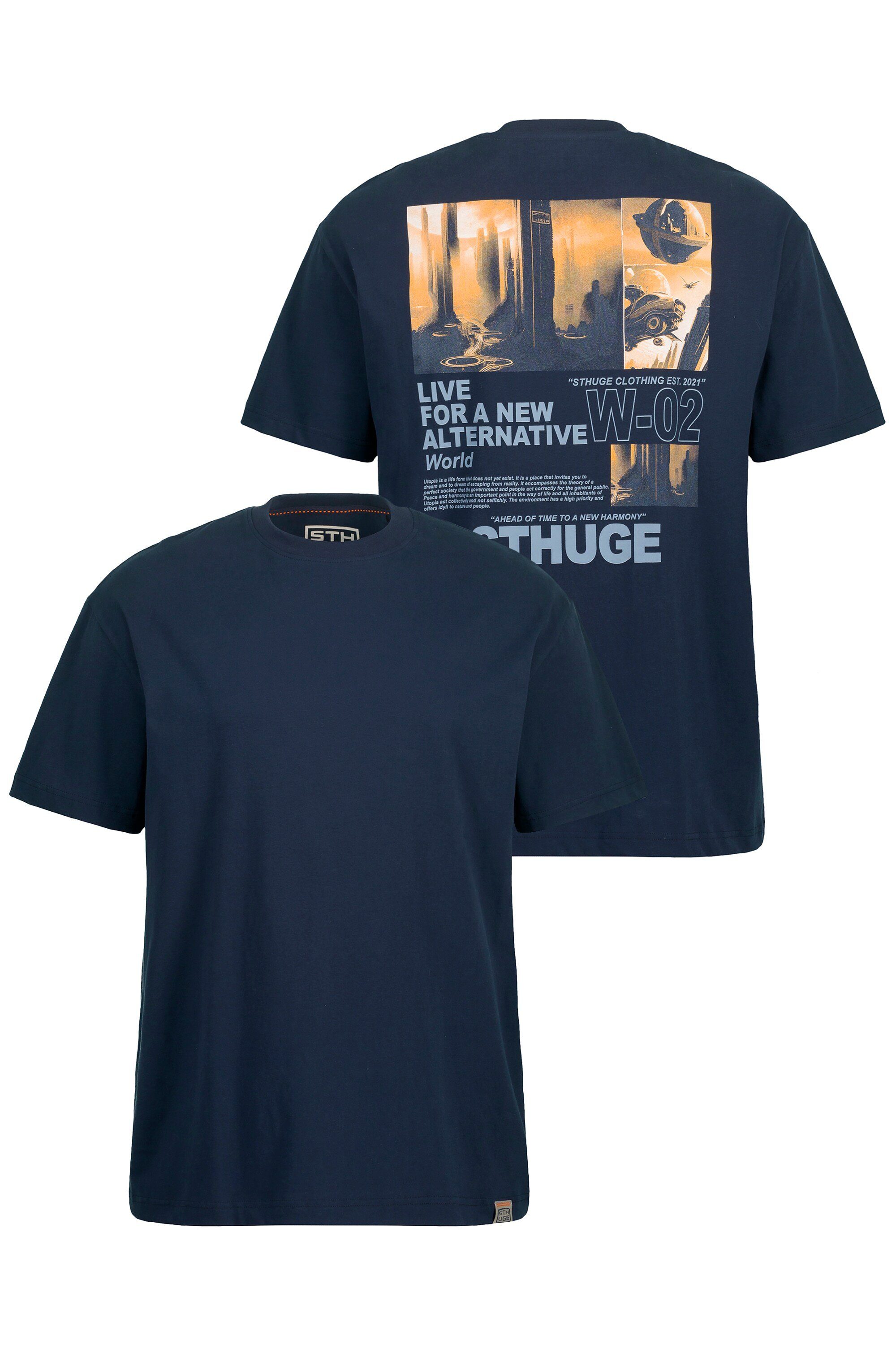 STHUGE T-Shirt Rückenprint STHUGE Oversize Halbarm T-Shirt