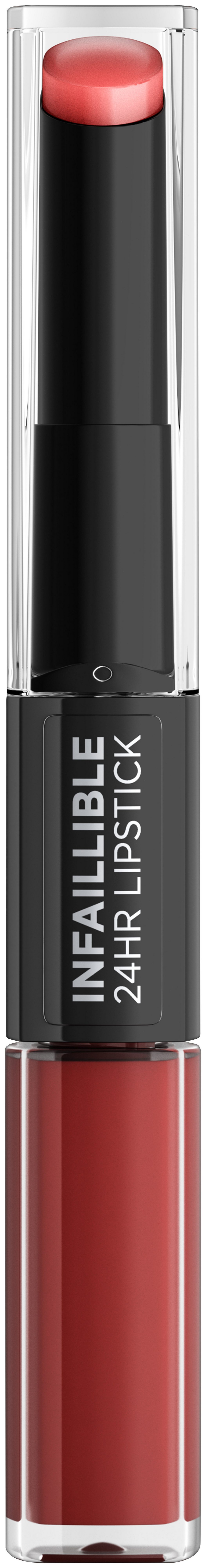 L'ORÉAL PARIS Lippenstift INFAILLIBLE 2-STEP LIP STICK, mit pflegendem Material, für geschmeidige Lippen, 24h Halt
