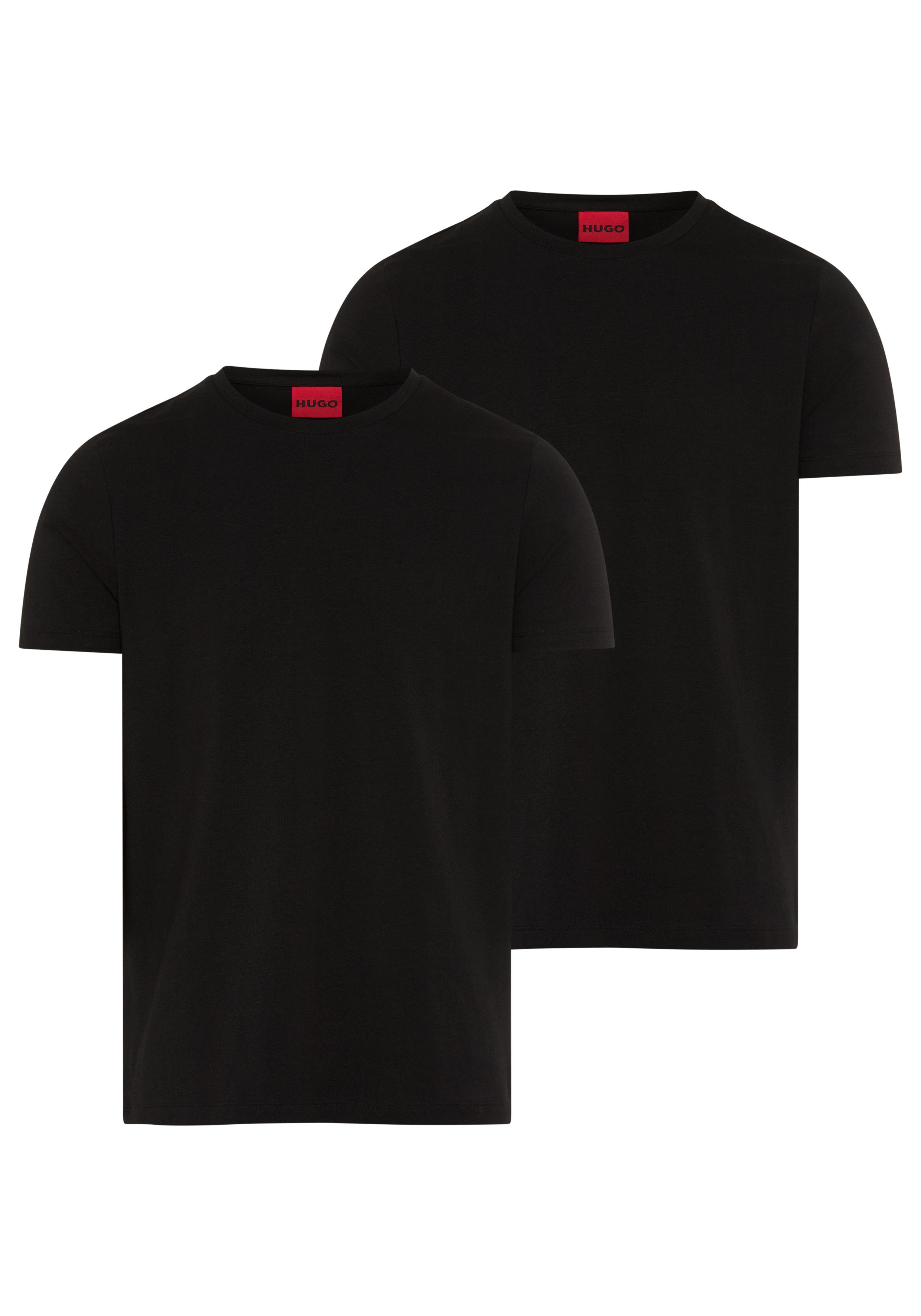 HUGO T-Shirt HUGO-Round (Packung, 2er) Rundhalsausschnitt, Slim-Fit, HUGO Logo-Druck