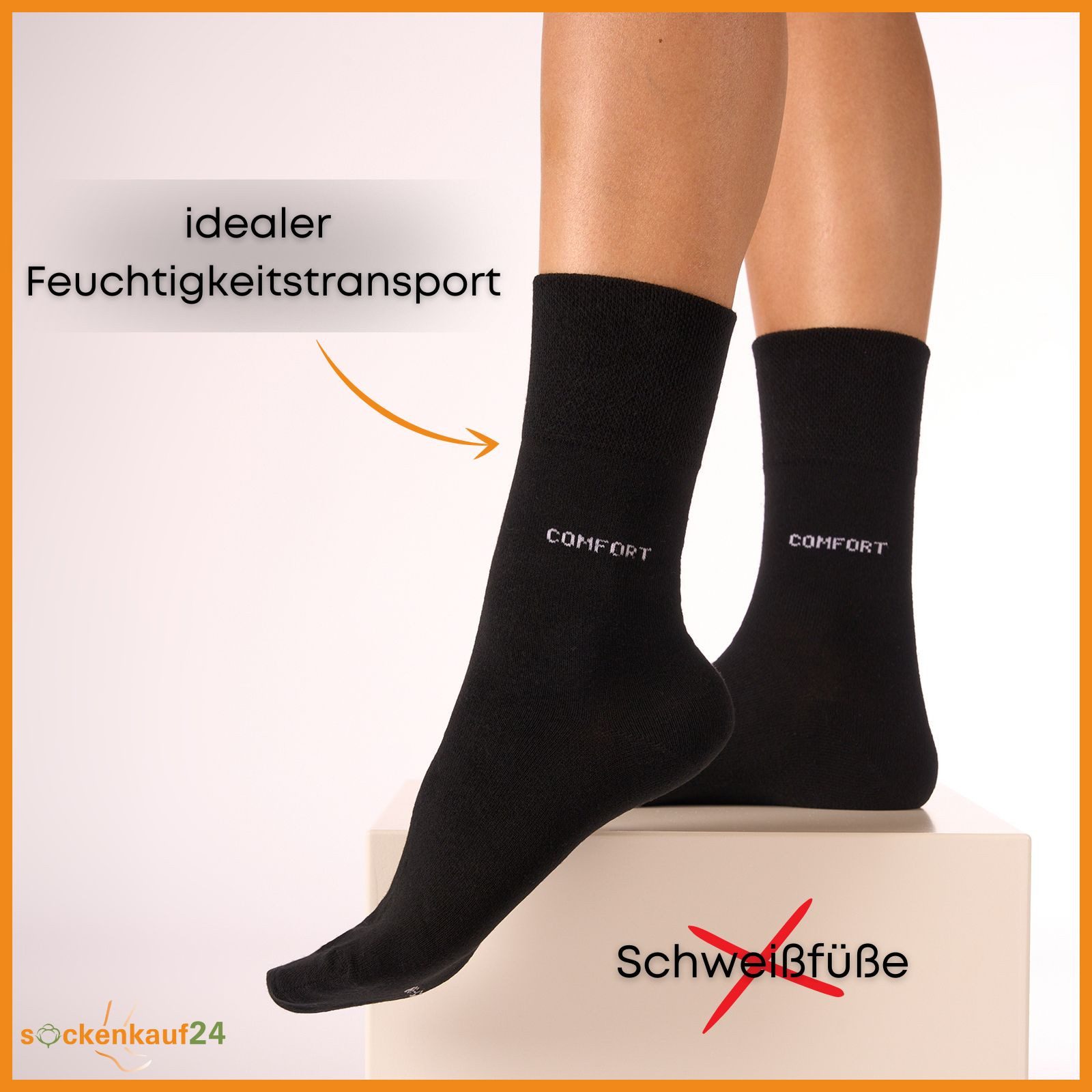 sockenkauf24 Gesundheitssocken Comfort Socken ohne Gummibund & ohne Naht mit Komfortbund (10-Paar) Diabetiker Socken ohne Gummi aus Baumwolle für Damen und Herren
