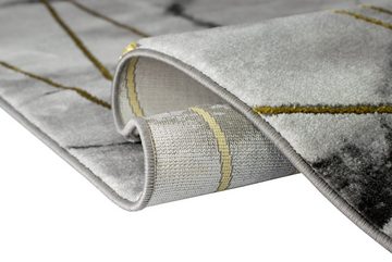 Teppich Teppich Wohnzimmer Designerteppich Marmor Optik mit Glanzfasern in grau gold, Teppich-Traum, rechteckig, Höhe: 12 mm