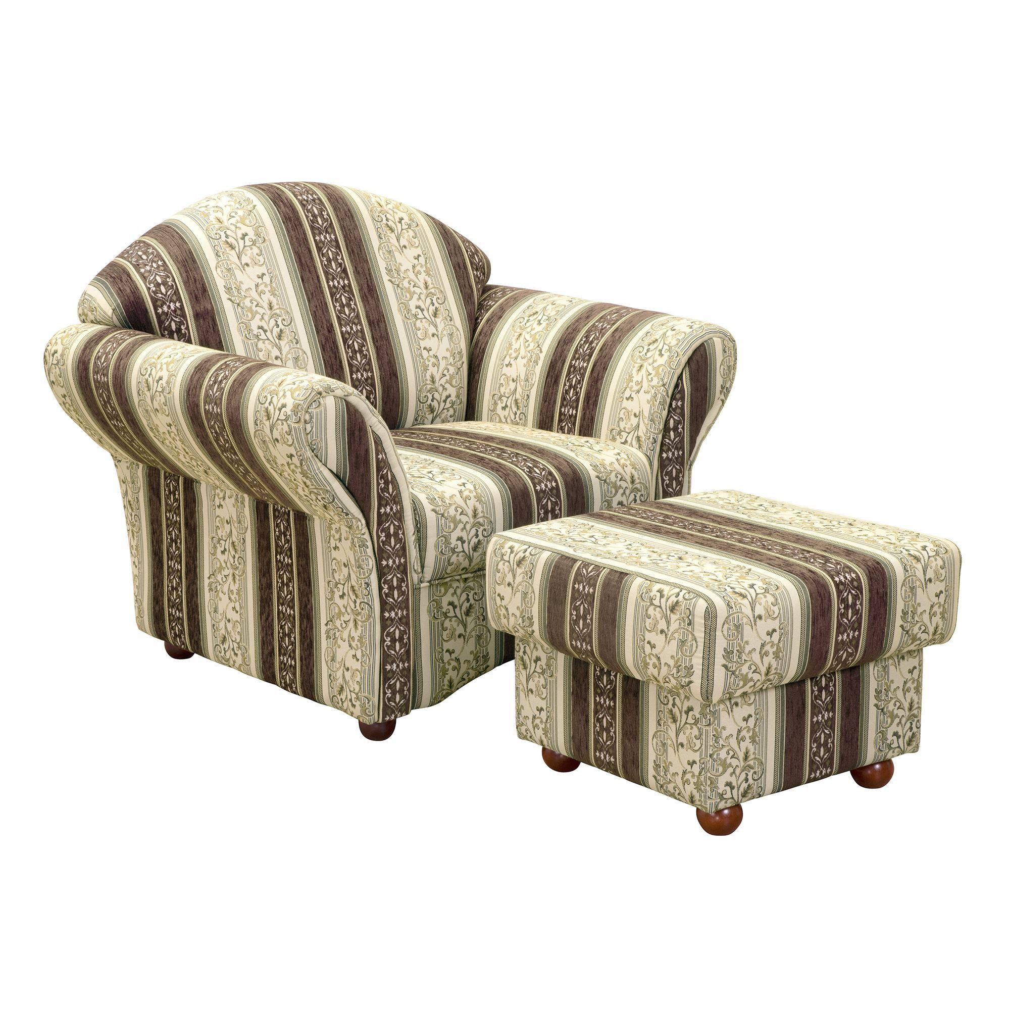 58 aufm Kessel Sessel Sessel + Hocker Kama Chenille braun (Lieferung bis zur Haustür, 1-St., Polstersessel mit Hocker), Bezug und Farbe individuell wählbar für persönliches Wohnambiente