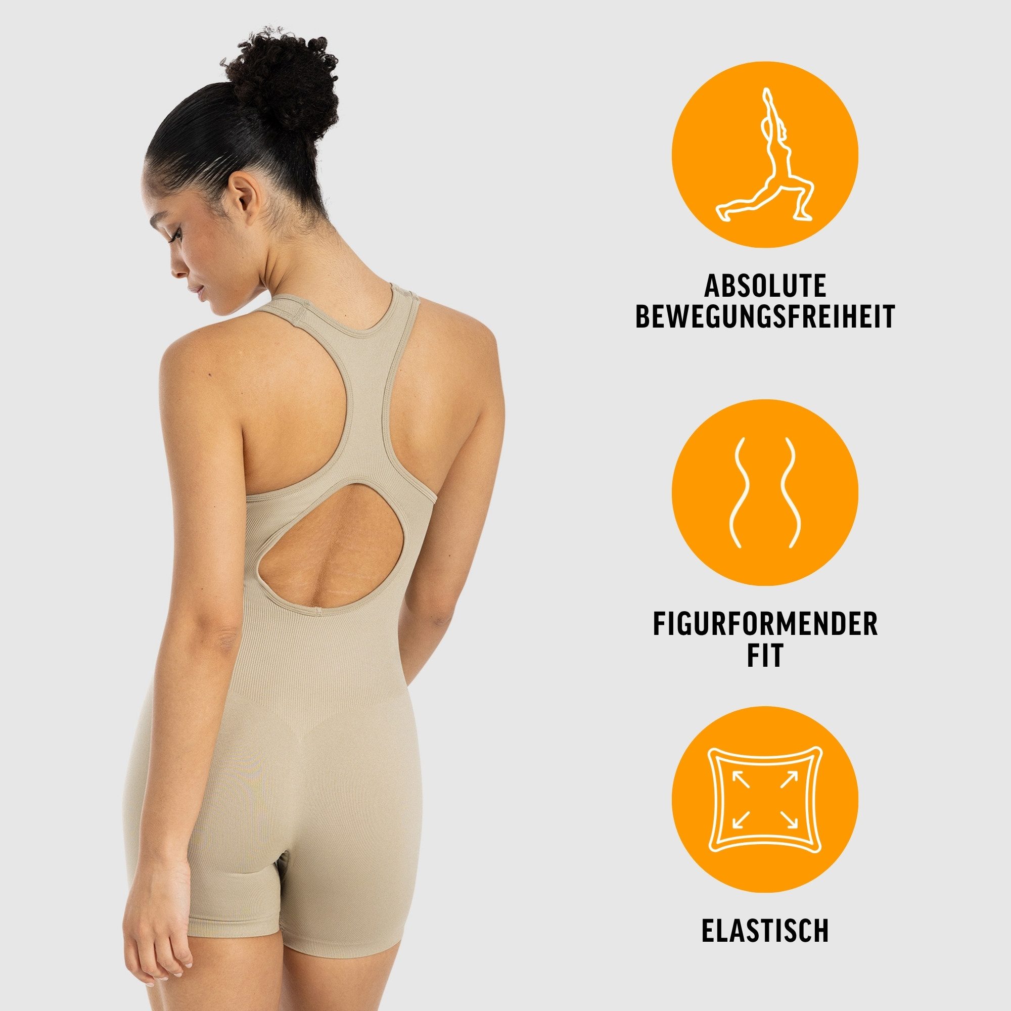 Smilodox Jumpsuit Doralia, Trainingssuit, elastischer Einteiler Rückenausschnnitt, Sommer, figurbetonend, Gym
