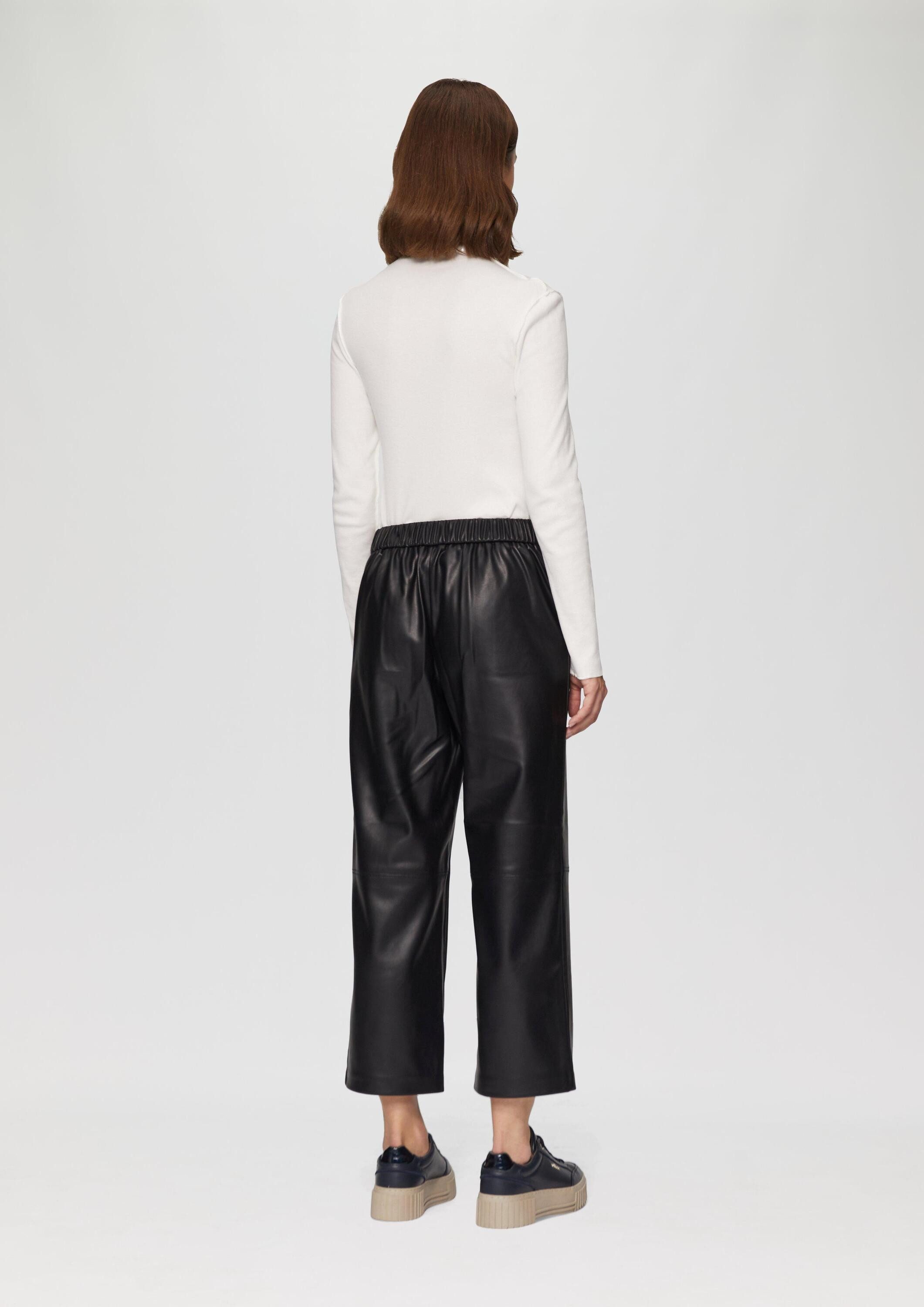 s.Oliver Culotte Hose Culotte aus Lederimitat mit Nahtdetails