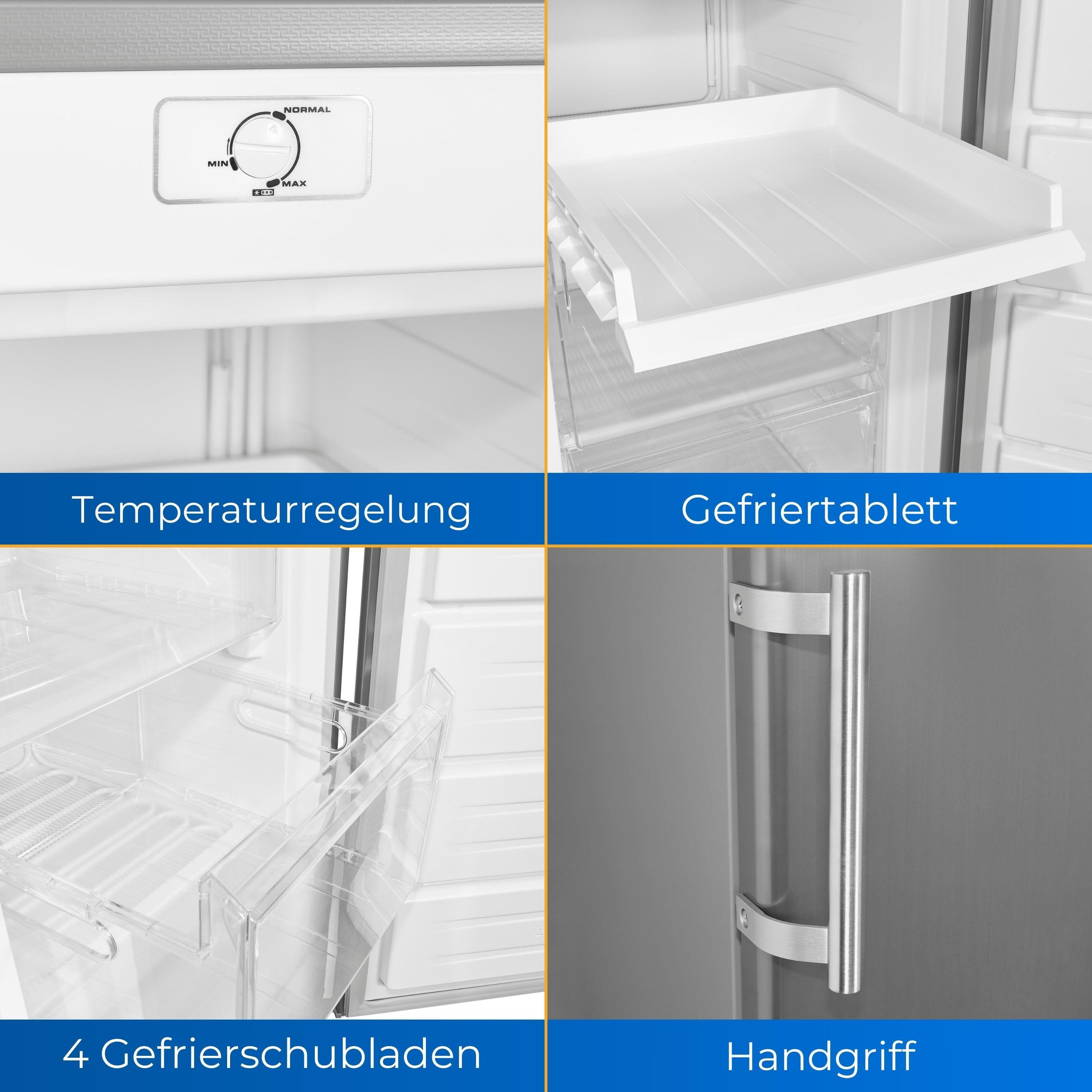 exquisit Gefrierschrank GS5230-H-040E, 142.6 cm hoch, 54.4 cm breit, 4*-Gefrierfach, Türanschlag wechselbar, Höhenverstellbare Füße