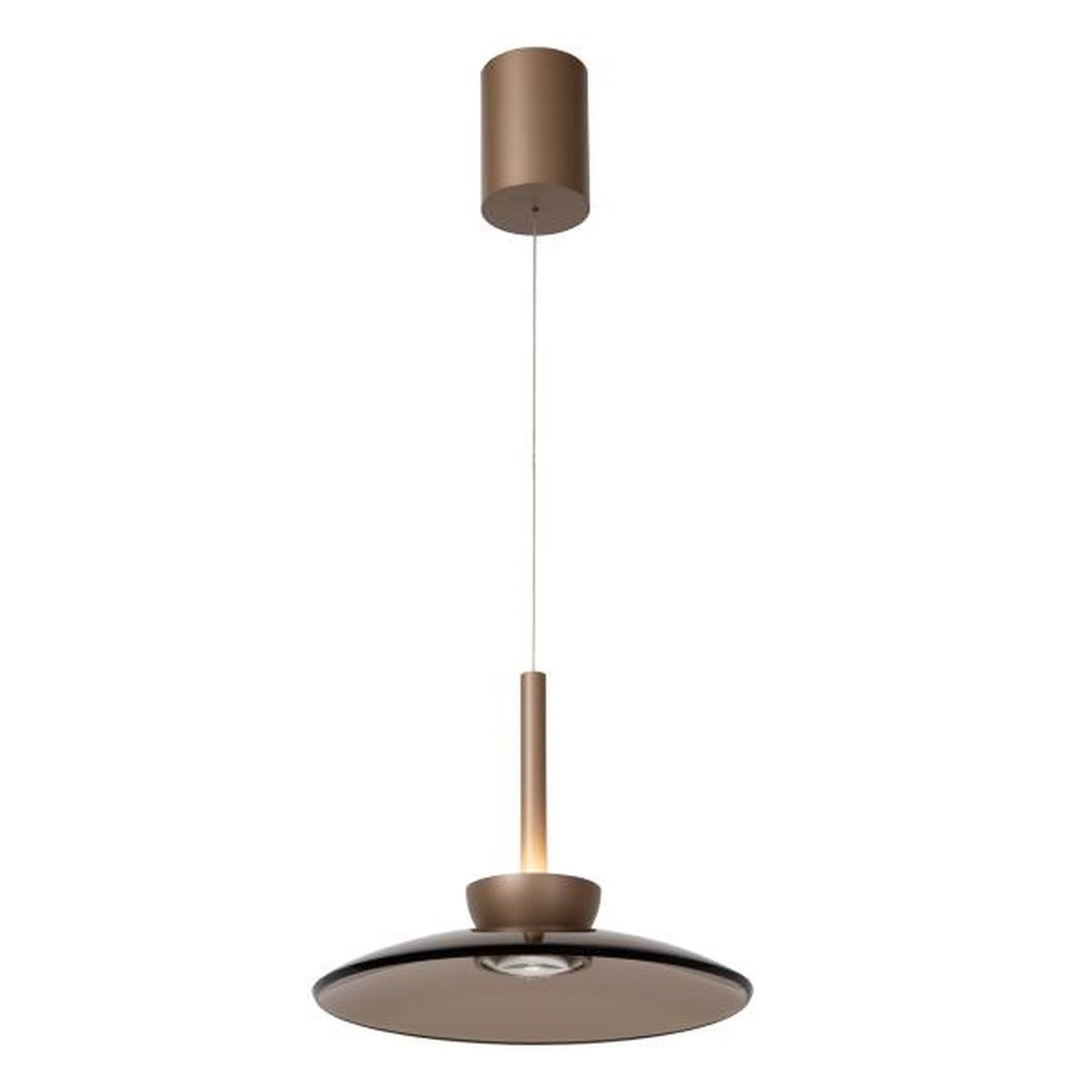 Licht-Erlebnisse Pendelleuchte ARISO, LED fest integriert, Warmweiß, Metall Rauchglas LED rund Ø 32 cm H: max. 180 cm Champagner Bernstein