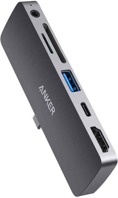 Anker »PowerExpand Direct 6-in-1 USB-C« USB-Adapter, für iPad Pro, mit 60W Power Delivery, 4K@60Hz HDMI Eingang, 3.5mm Audio-Eingang, USB 3.0 Port, SD & microSD Speicherkartenplatz
