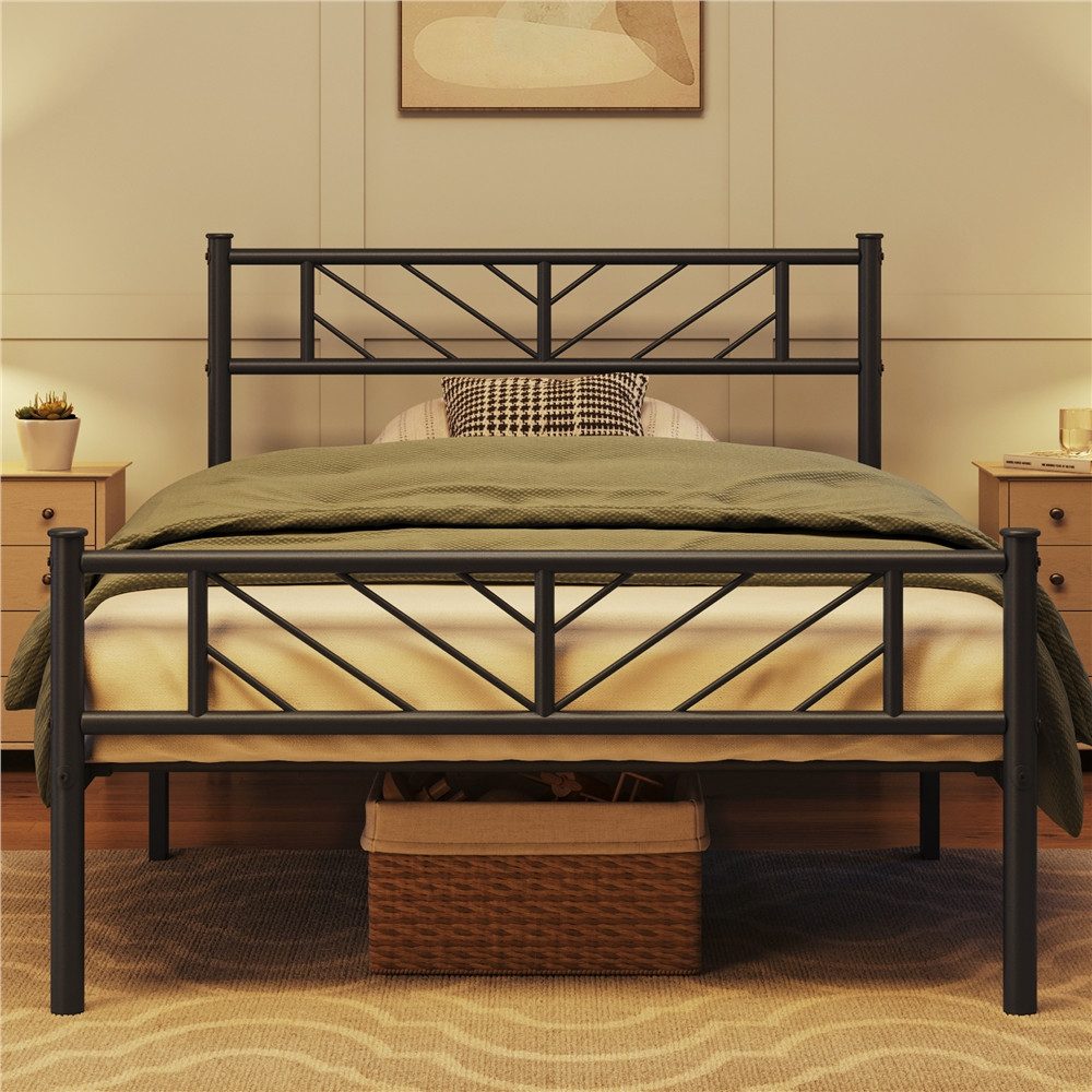 Yaheetech Metallbett Bettgestell 90x190/90x200/140x200cm, Minimalistischer günstig online kaufen