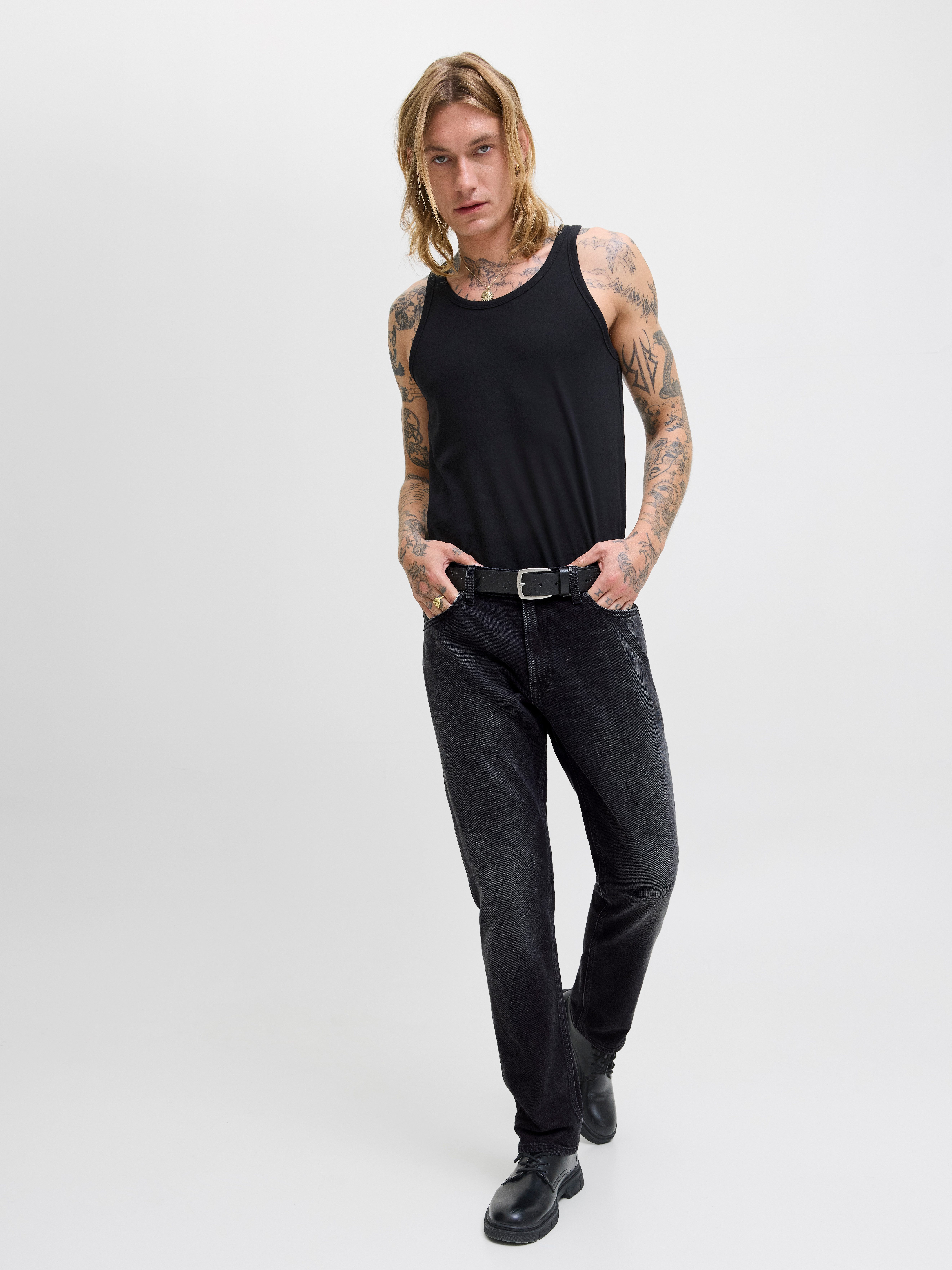 Jack & Jones Regular-fit-Jeans JJICLARK im Used-Look, Stretchkomfort und niedrige Leibhöhe Baumwollmischung, regular fit – Bild 4 von 5