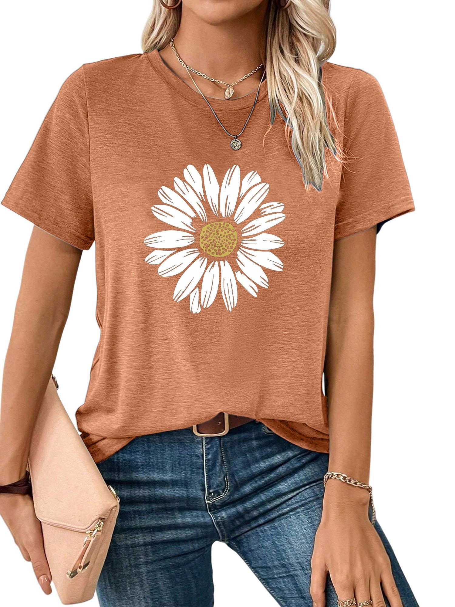 PYL Rundhalsshirt Damen bequemes Sommer Kurzarmbluse günstig online kaufen