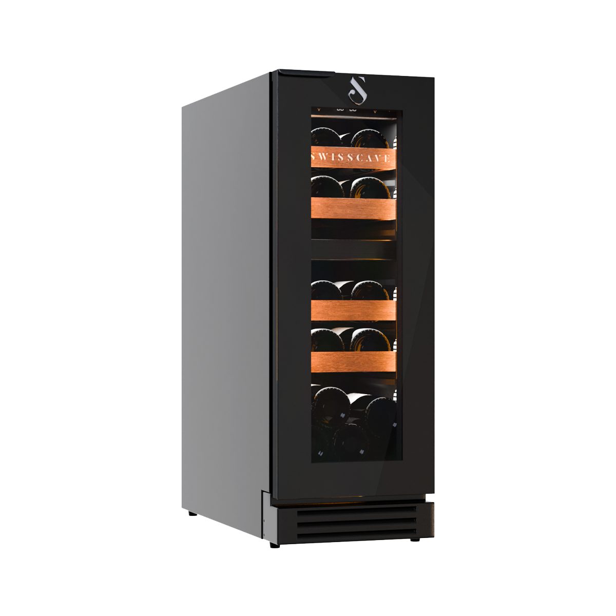 Swisscave Einbauweinkühlschrank WUB-30DF, 2-Zonen, 30cm, 13 Flaschen - 5 Jahre Garantie, für 13 Standardflaschen á 0,75l,Display mit Temperaturanzeige