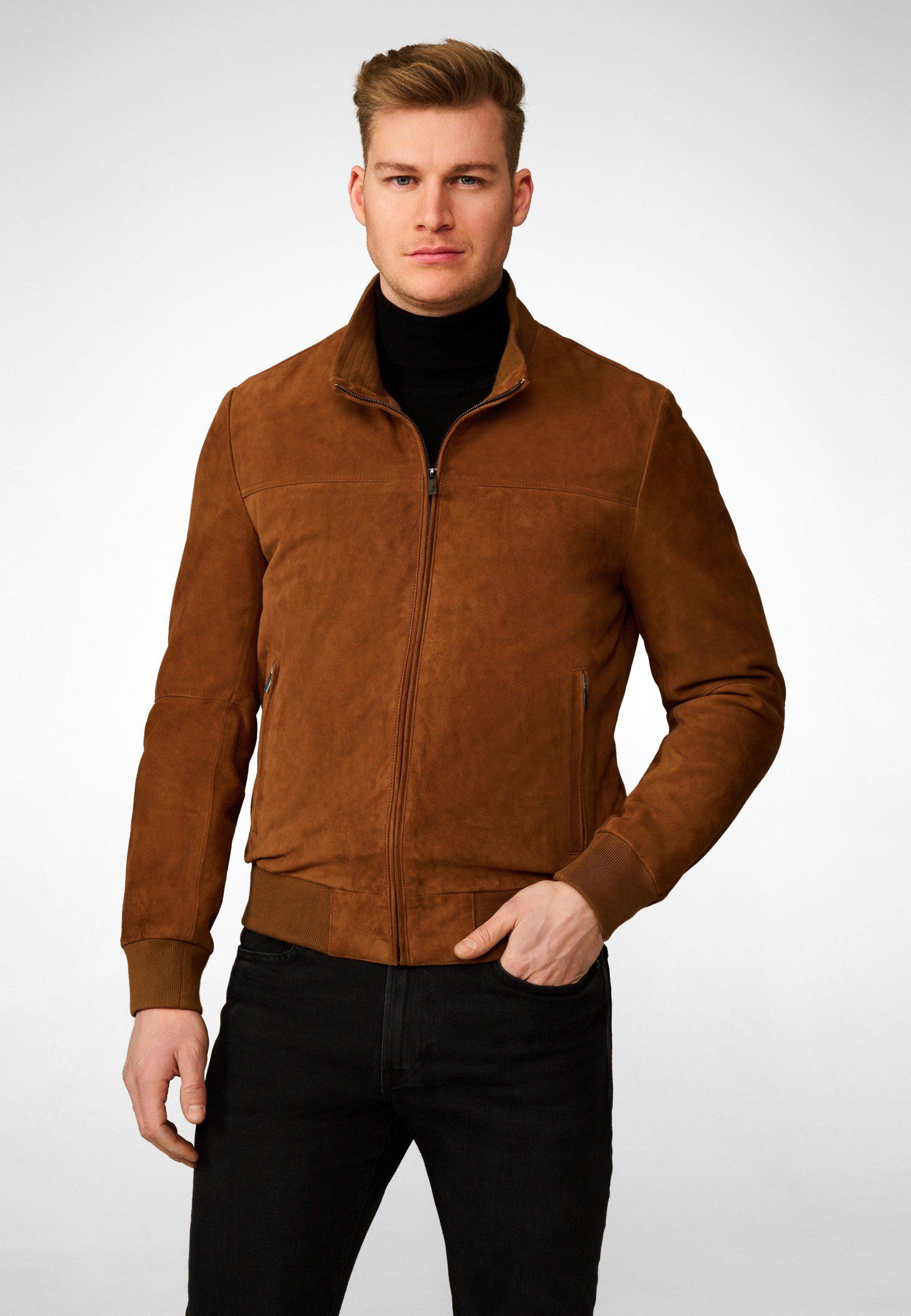 RICANO Lederjacke Henry Hochwertiges Ziegen-Velour-Leder