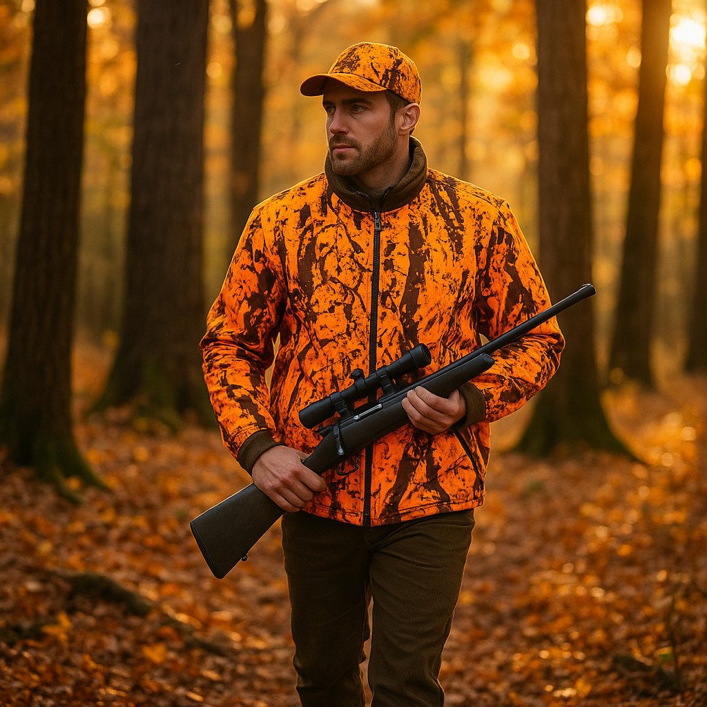 Hubertus® Hunting Outdoorjacke Wende-Fleecejacke Jagdjacke Winterjacke orange oliv warm von Oefele