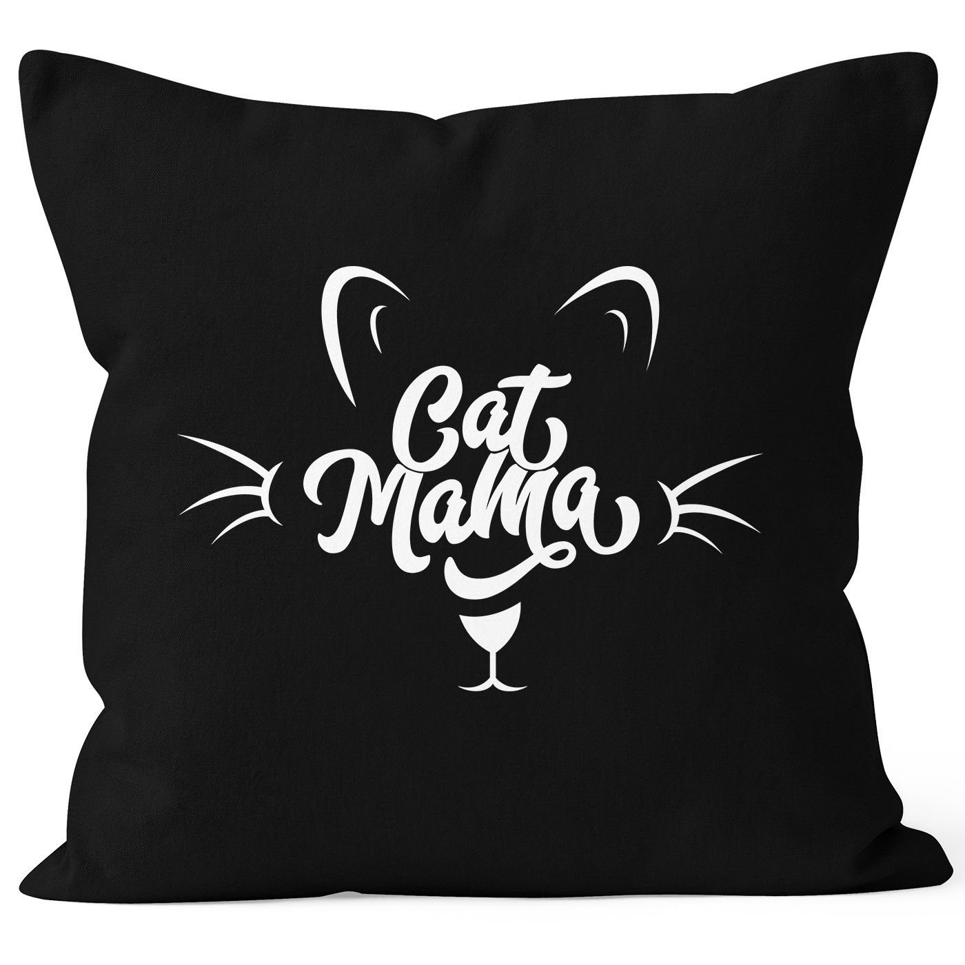 Mama 40x40 Dekokissen Baumwolle Kissen-Hülle Katze schwarz Cat Deko-Kissen MoonWorks® MoonWorks Kissenbezug
