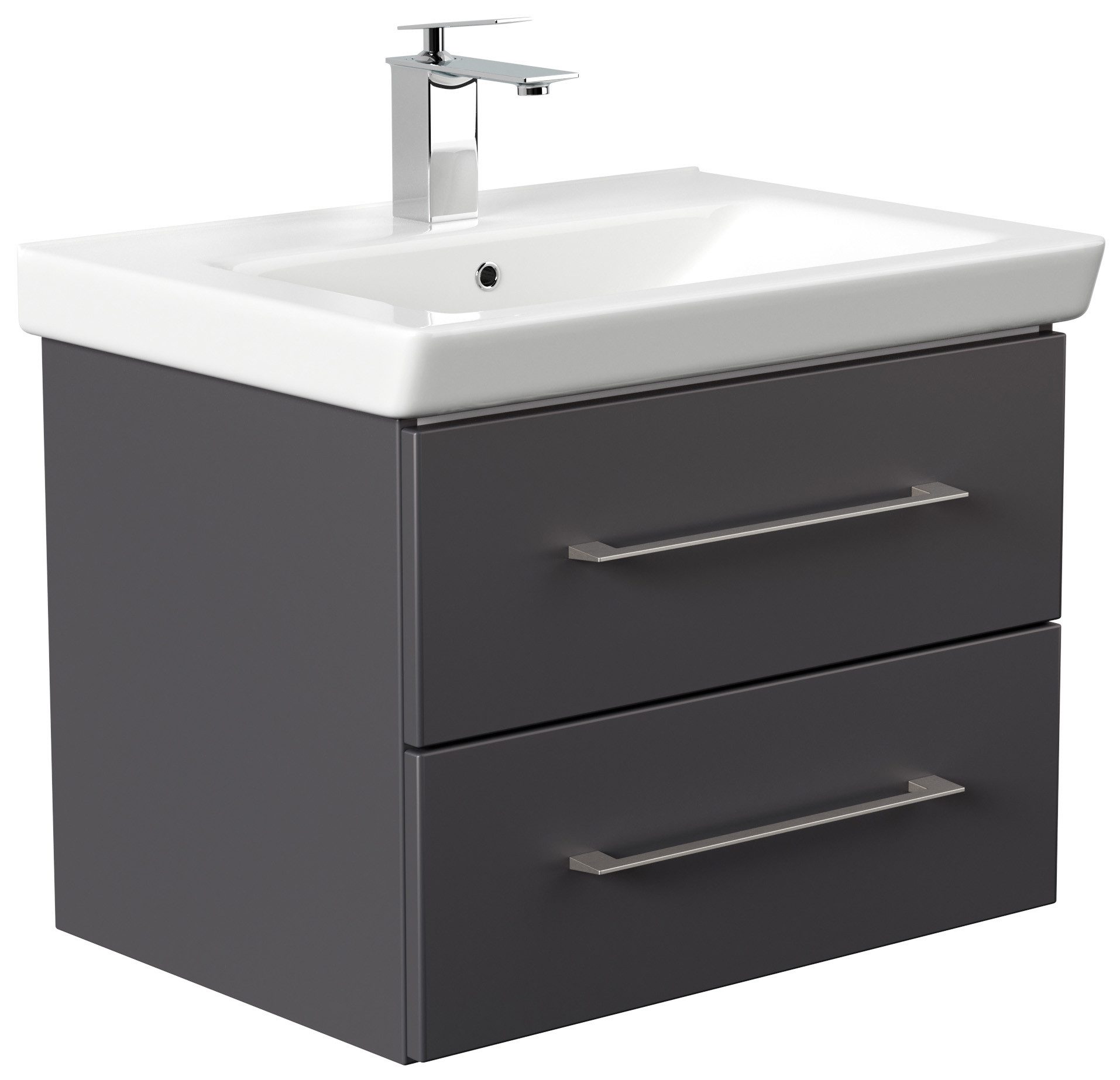 Magnolia Home Waschtisch Badmöbel City 65cm mit V&B Subway 2.0 Waschbecken SoftClose Anthrazit