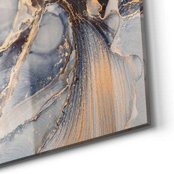 DEQORI Glasbild 'Marmor-Farbspiel mit Gold', 'Marmor-Farbspiel mit Gold', Glas Wandbild Bild schwebend modern