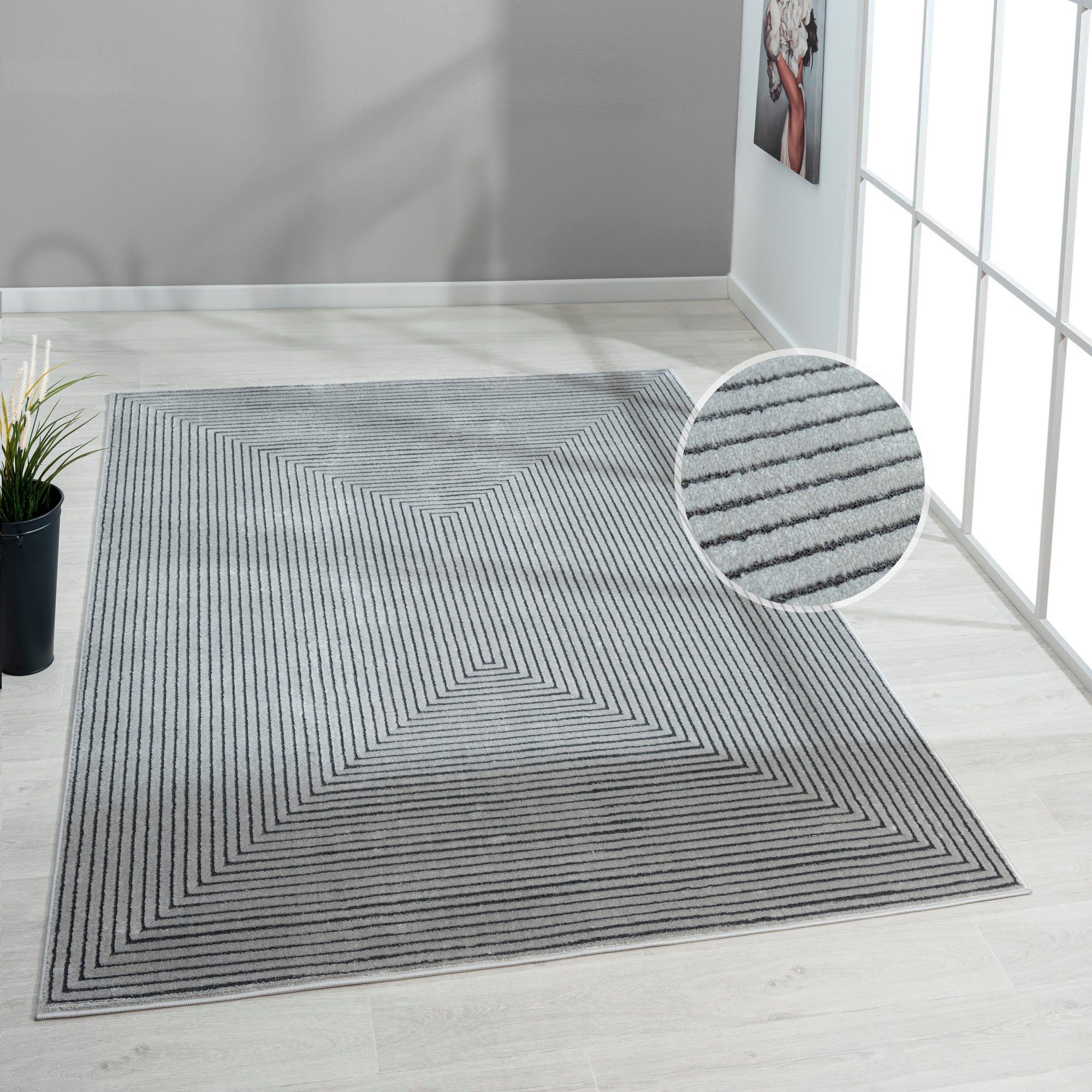 my home Teppich Kylian, rechteckig, Höhe: 9 mm, dezenter Glanz, Schrumpf-Ga günstig online kaufen