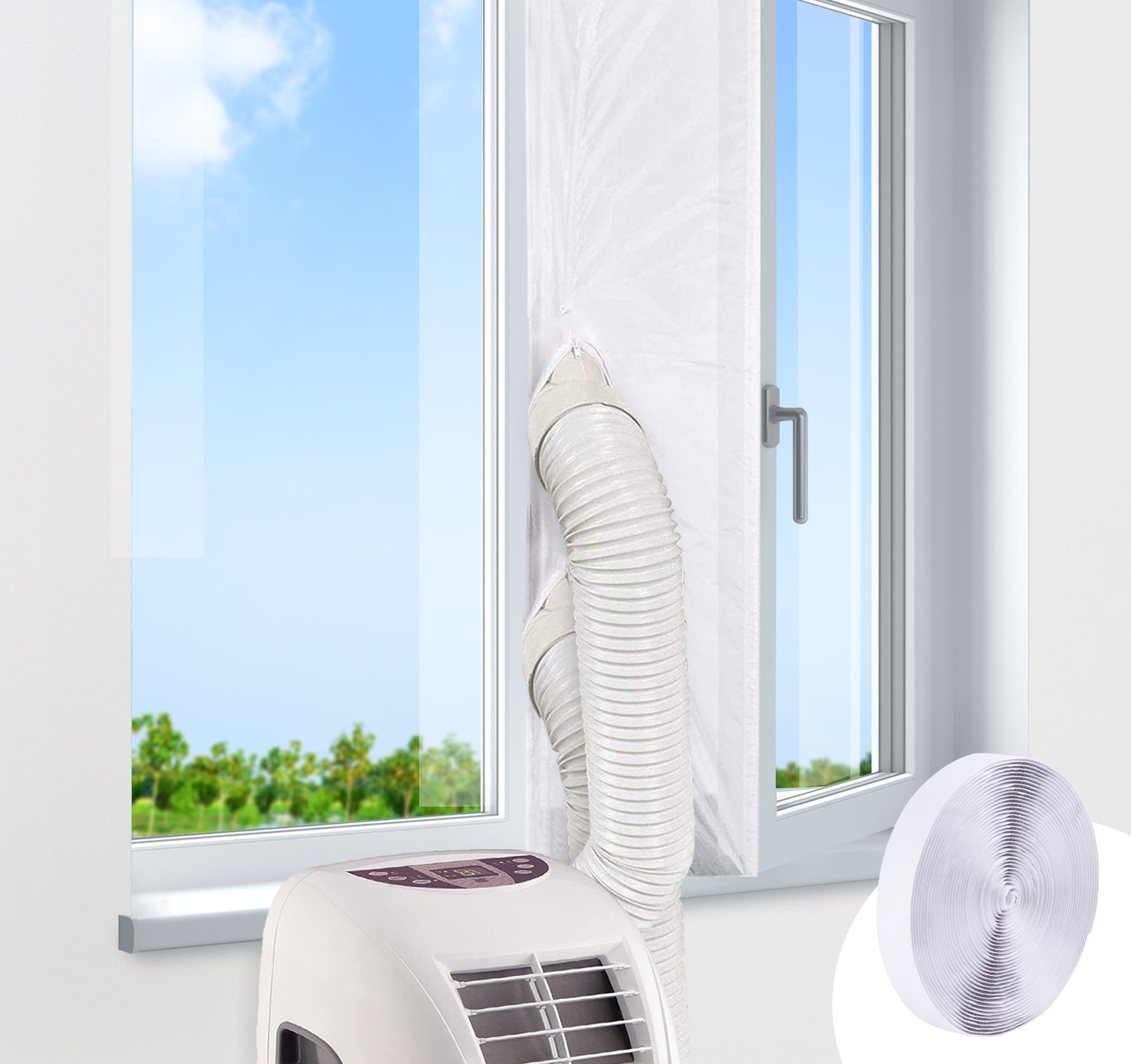 Fensterstopper Türabdichtung für Fensterabdichtung Wäschetrockner mit Homewit, Reißverschluss Ablufttrockner, Hot Klimaanlage), Air 1-tlg., Klimageräte Stop (Set