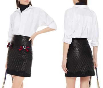 GUCCI Karorock GUCCI GG Web Stripes Quilted Leather Mini Skirt Gestepptem Leder Rock