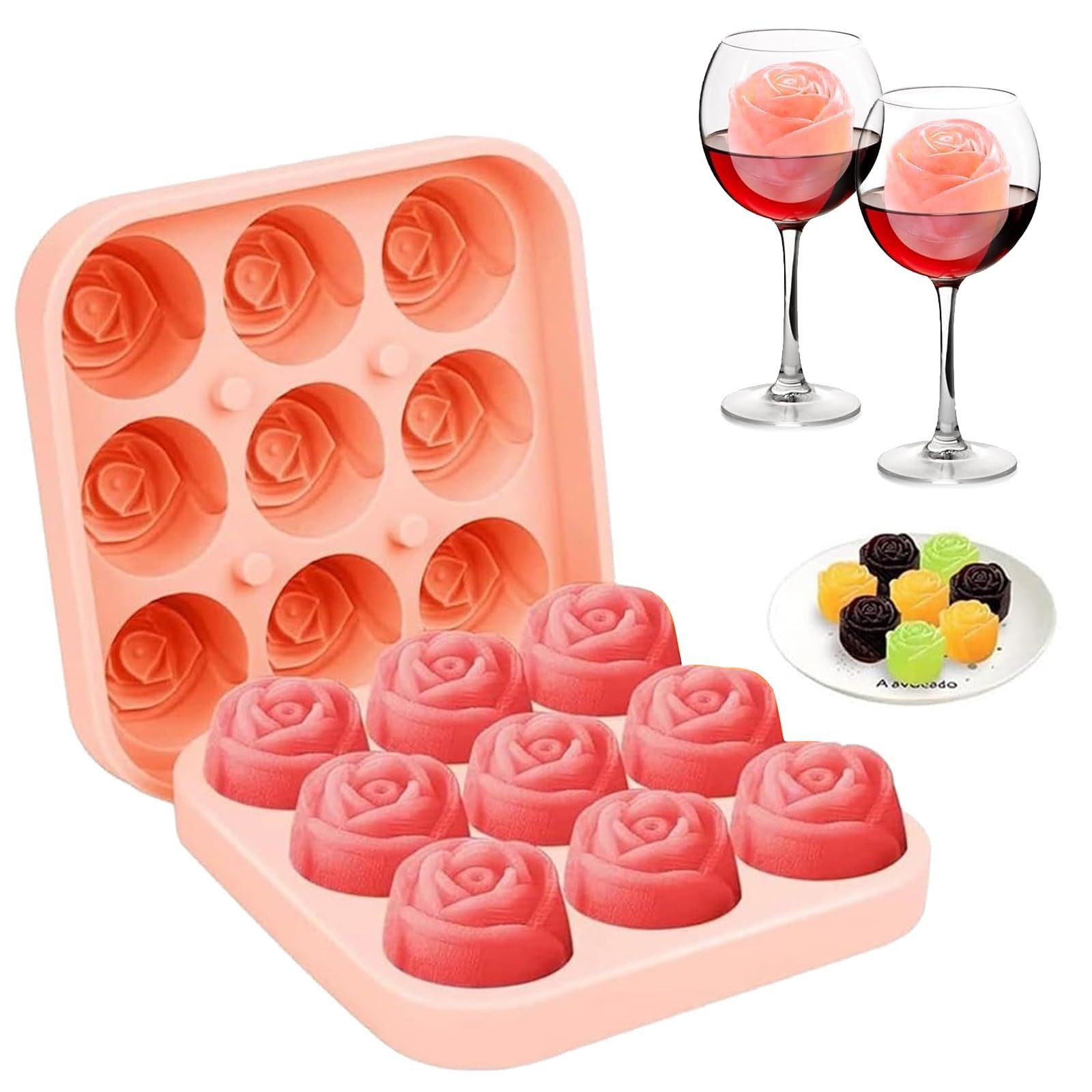FOUORTUNATE-BEE Eiswürfelform Eiswürfelform Silikon Rosen-Design mit Deckel wiederverwendbar