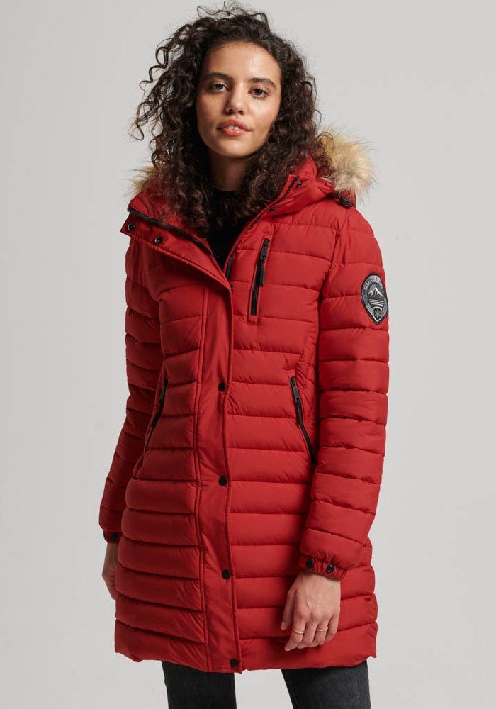 Superdry Steppjacke FUJI HOODED MID LENGTH PUFFER Varsity Red