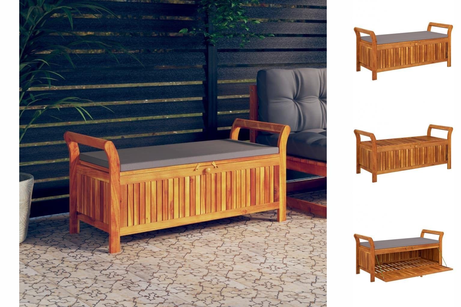 vidaXL Gartenbank »GartenTruhenbank mit Kissen 126 cm Massivholz
