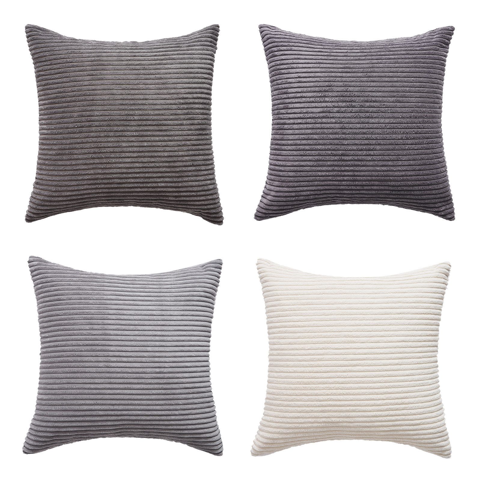 Topfinel Set 4 Federe In Velluto 60x60 Cm – Colore Grigio, Con Cerniera Invisibile