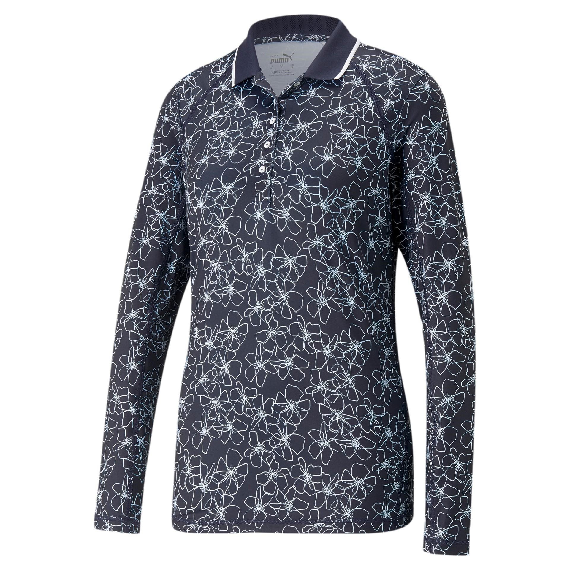 PUMA Poloshirt Puma Golf Polo YouV Island Flower Langarm Navy Damen