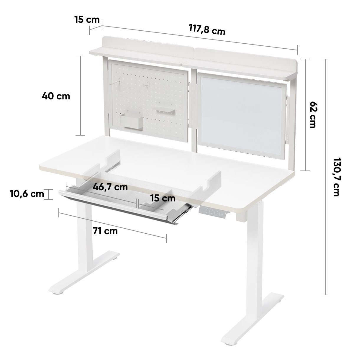 KOWO Schreibtisch Magnetisches Lochplatte Flexi Schublade für und Whiteboard, nur 120 Passt Schreibtisch, für Schreibtisch cm unseren