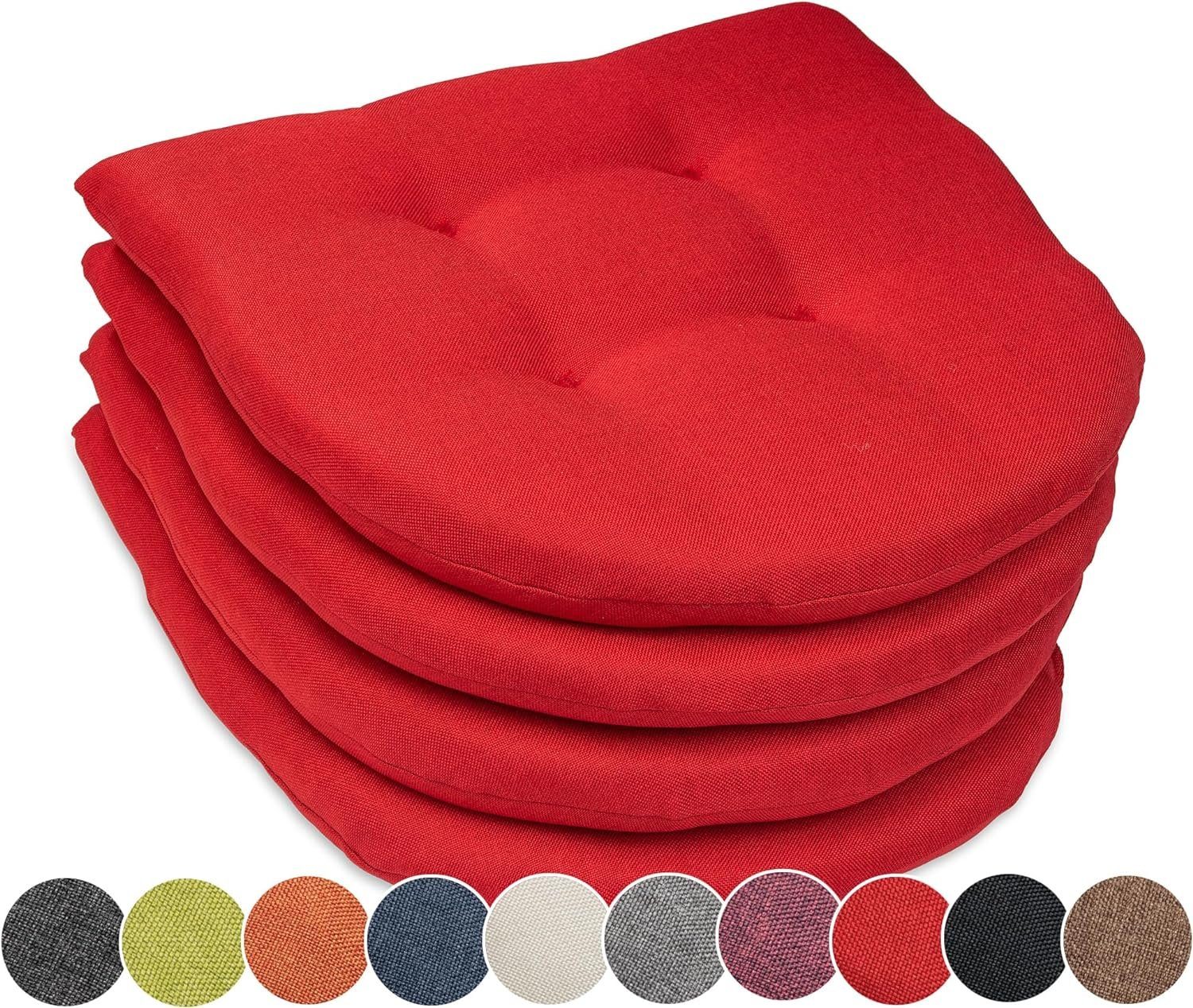 sunnypillow Stuhlkissen 4er Set Auflage 40x40 für Stühle, Bänke in Haus und Garten dick 5cm, Sitzkissen Sitzauflage Stuhlauflage Gartenkissen Esszimmerstuhl Rot