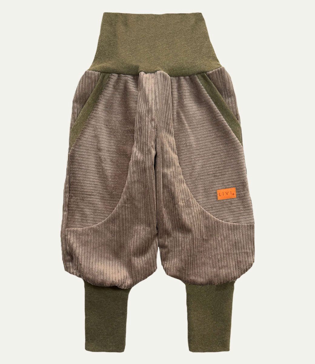 LiVi BERLIN Leinenhose JOGGER BREITCORD MANDEL KHAKI