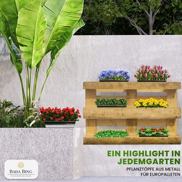Bada Bing Pflanzschale Zink Pflanzkasten für Europalette Blumenkasten Paletten Deko (Verzinktes Metall, 2 St., ca. 38 x 9 x 9 cm), Wetterfest 2er Set