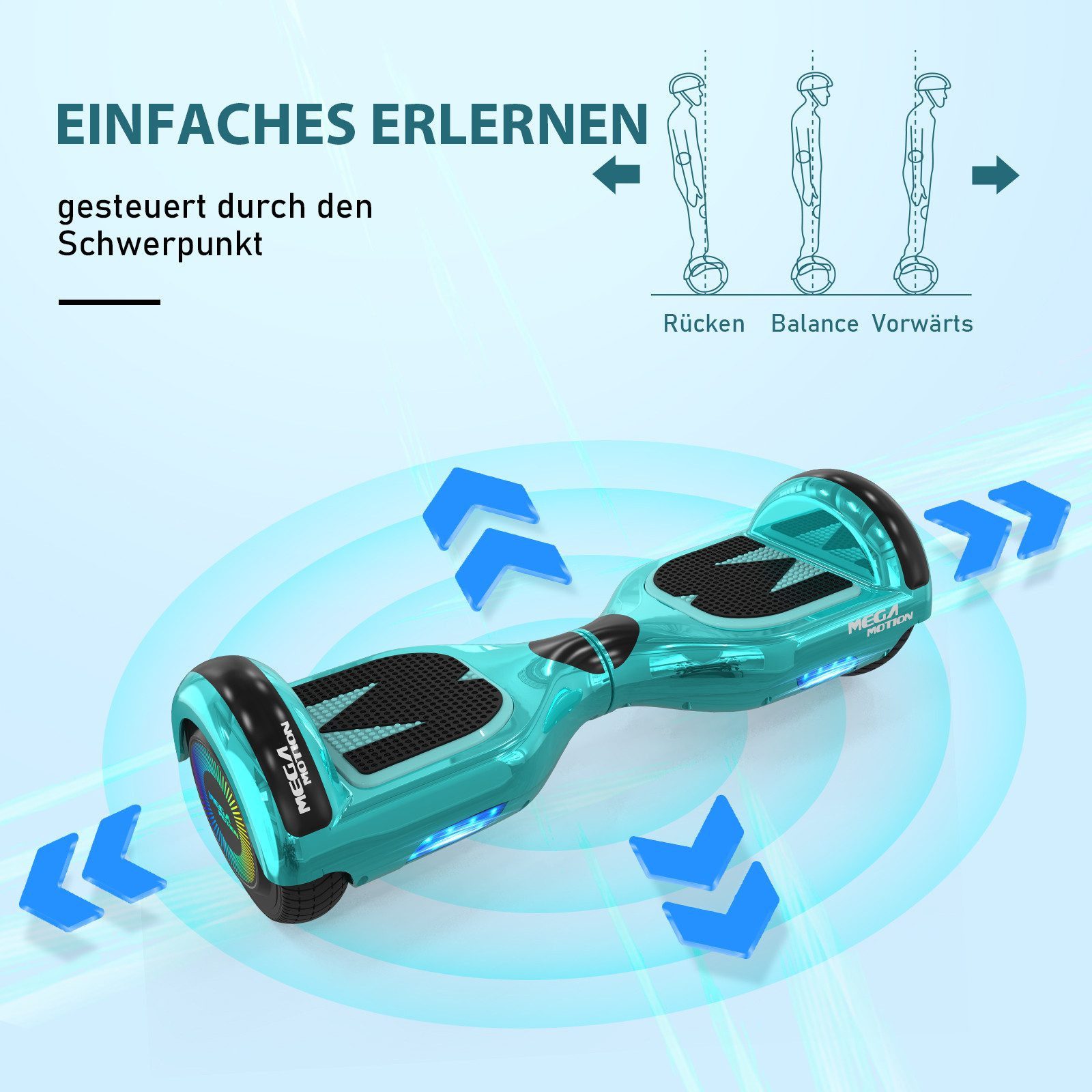 HITWAY Balance Scooter 6.5 Zoll Hoverboards Hoverkart Mit Sitz und Bluetooth und LED-Blitz, 15 km/h, mit einem Go-Kart können Sie mehr Spaß haben. – Bild 5 von 5