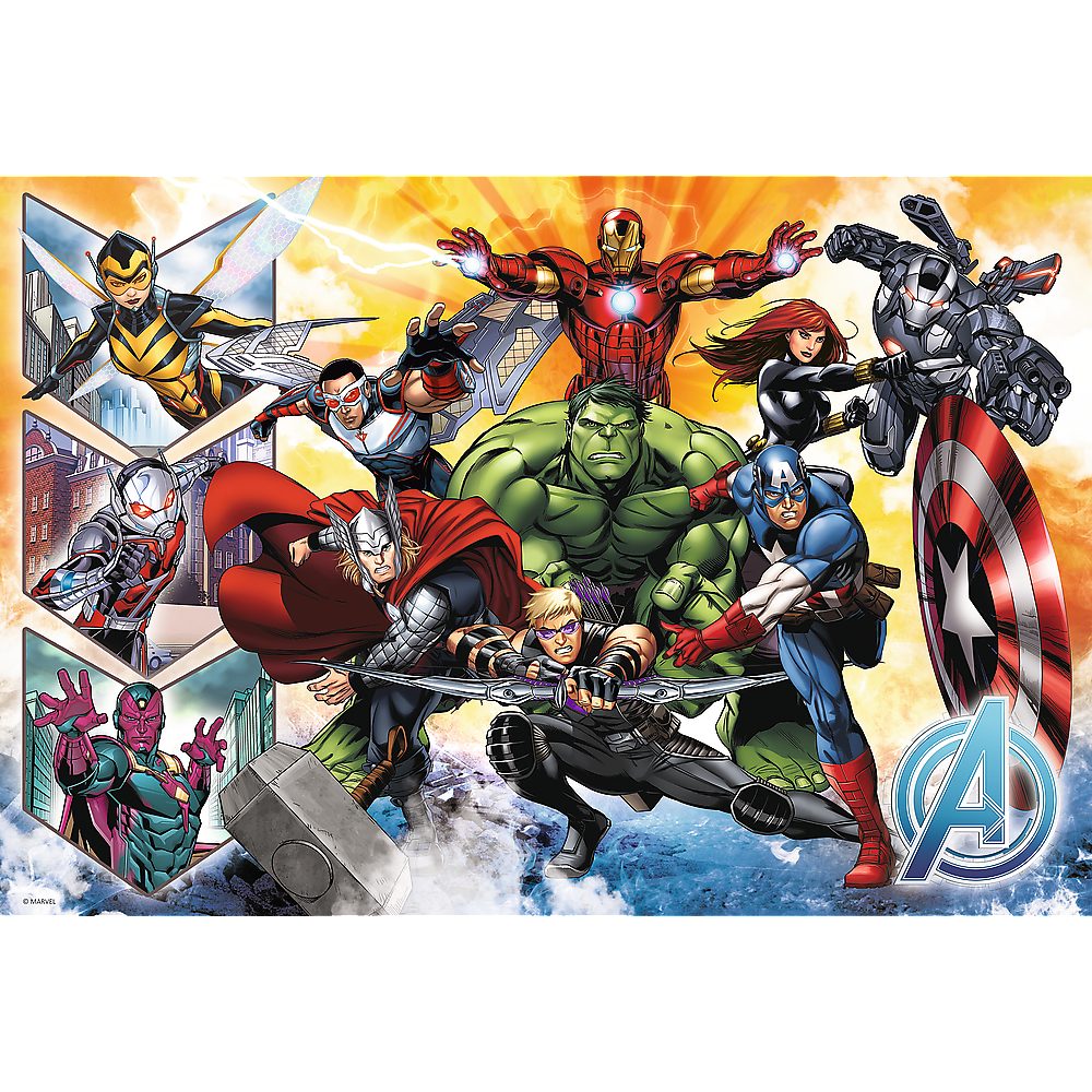 Trefl Puzzle Kinderpuzzle Legespiel Superheldenabenteuer, 100 Puzzleteile, 100 Teile, Avengers Motiv, Bildformat 41 x 27,5 cm