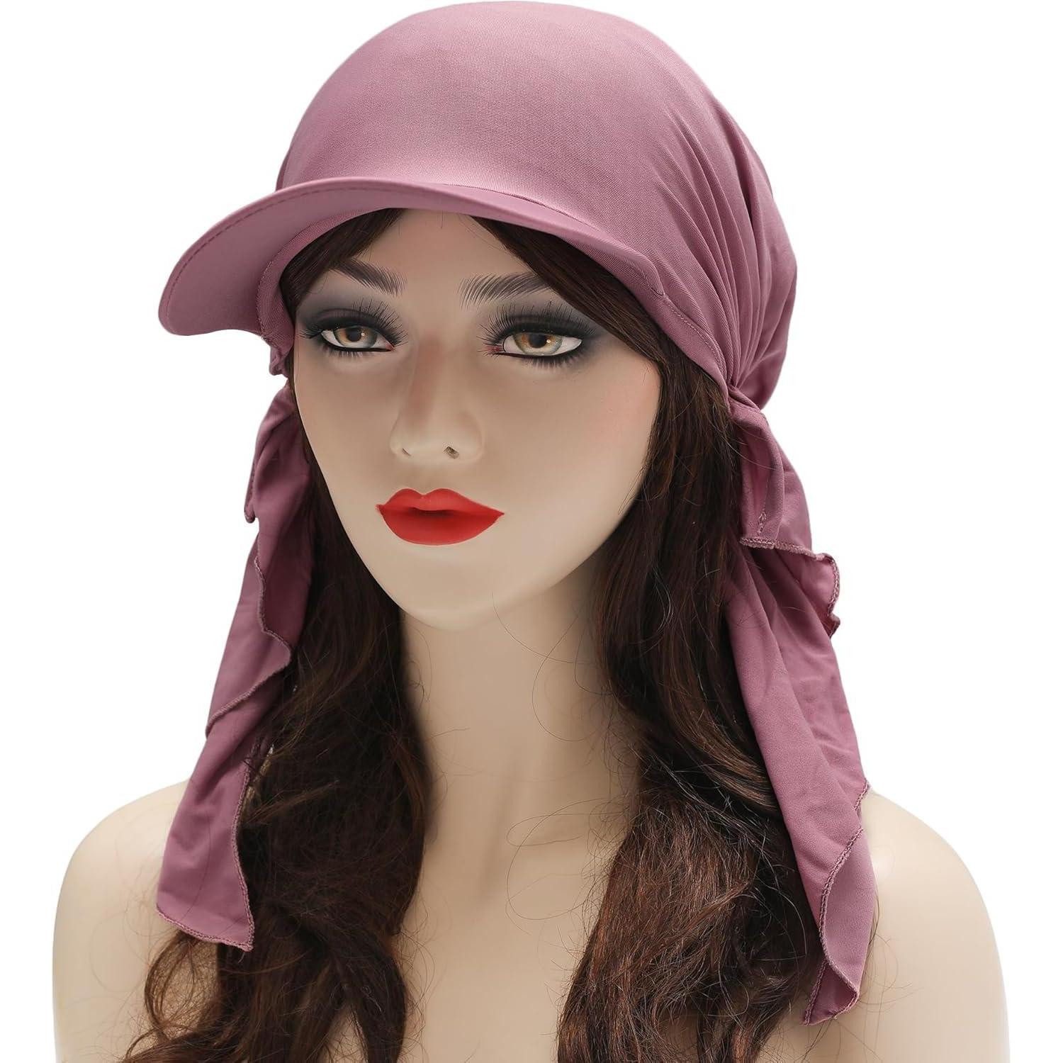 LuxusKollektion Beanie Kopfbedeckung Damen Chemo Mütze Beanie Krempe Einfarbiges Violett weiß