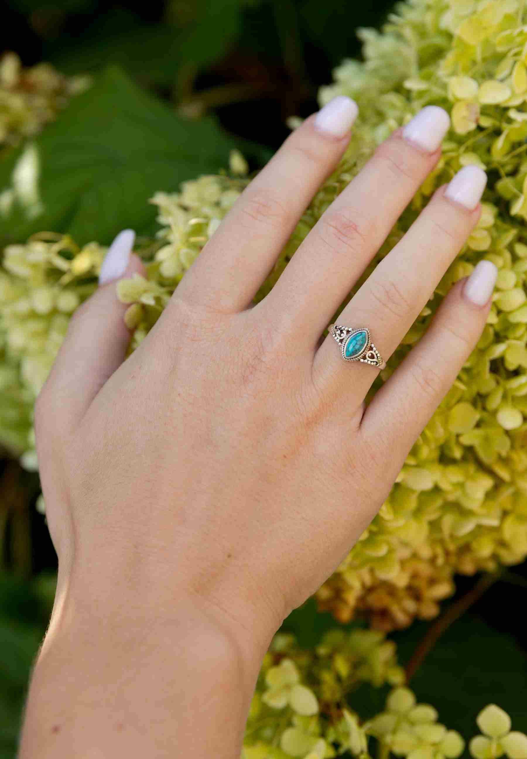 mantraroma Silberring MERANDAL aus 925 Silber mit Türkis (Ring mit Schmuckb günstig online kaufen