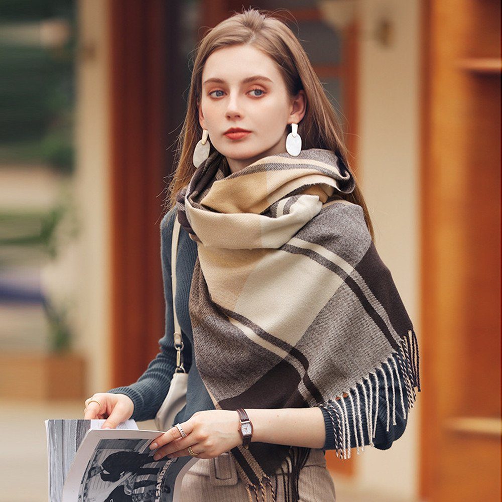 XDeer Modeschal »Damen Schal,kuschelweich Karo,Winter Schal Poncho Qualität  mit Fransen« Damen Halstuch Geschenk für Frauen in verschiedenen Farben  online kaufen | OTTO