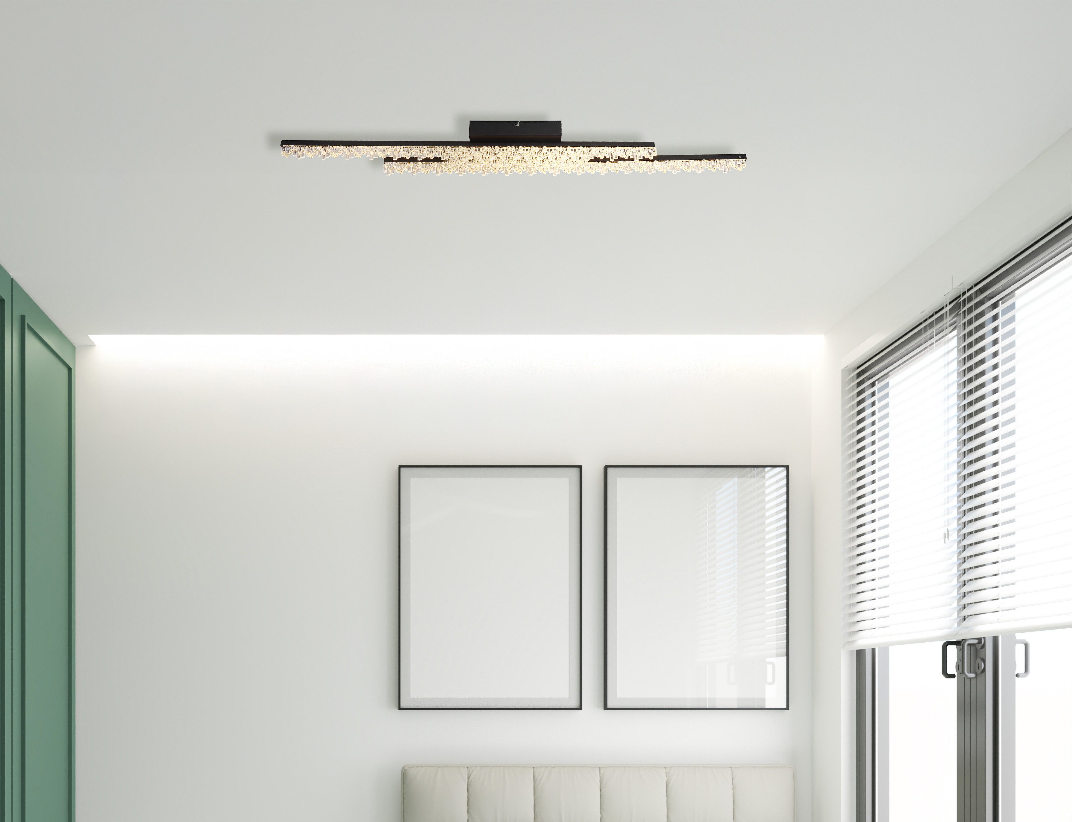 GLOBO LIGHTING Deckenleuchte HILTON, LED fest integriert, Warmweiß, Deckenleuchte Schwarz/Alu, Acrylkristalle, LED 36W