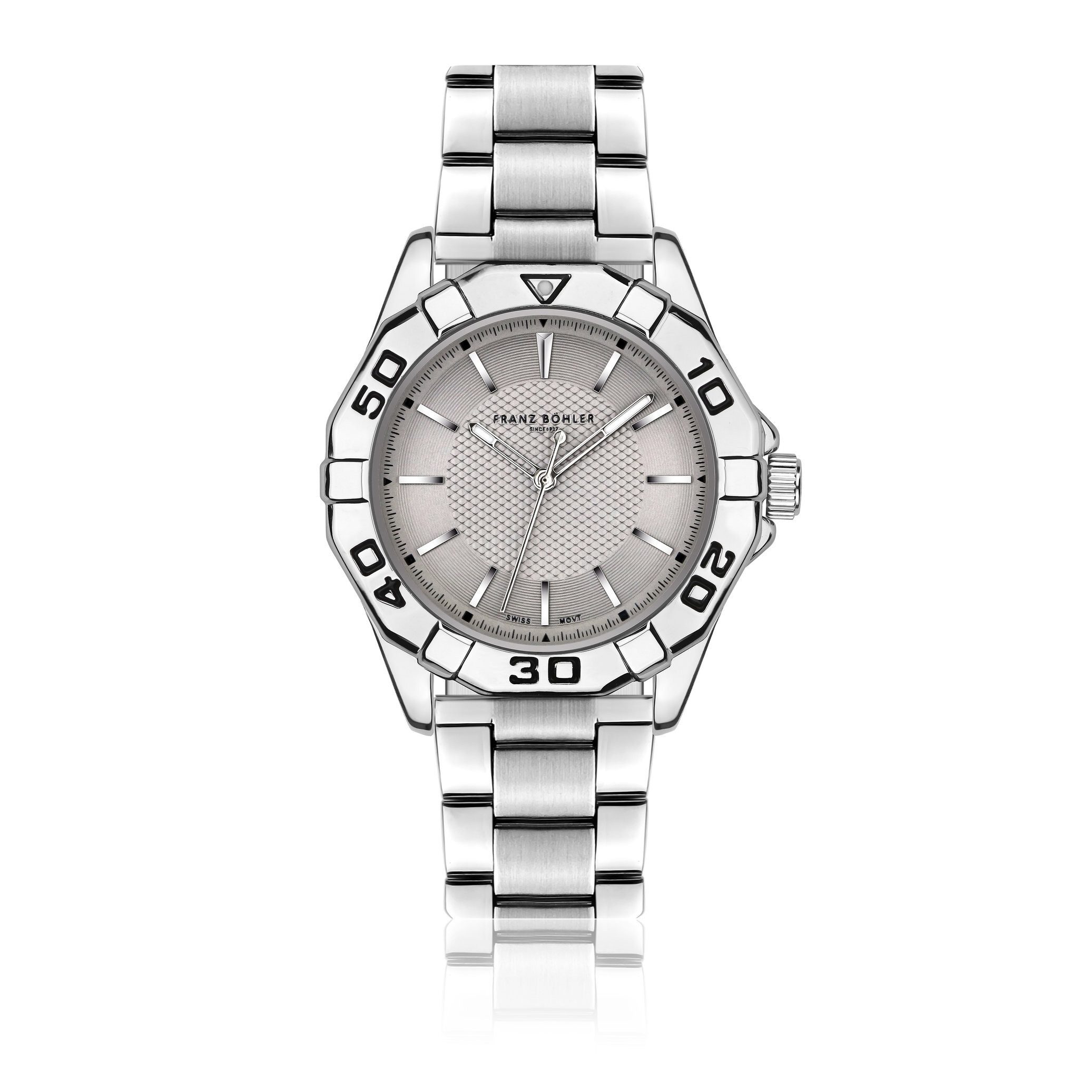 FRANZ BÖHLER Quarzuhr BA9-B090S Seeberg Silver Link