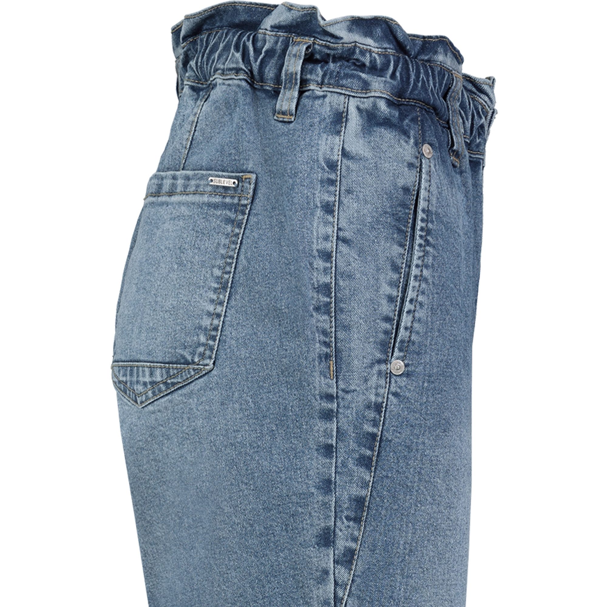 SUBLEVEL Paperbag-Hose Damen Jeans Mid Waist elastisch Moderne Hose – Bild 4 von 5
