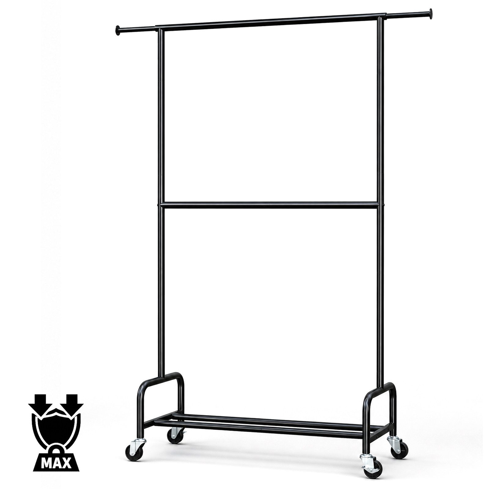 Yorbay Kleiderständer Schwerlast Garderobenständer auf Rollen,bis 210 kg Belastbar, (110/150*48*198cm), 110–150 cm verstellbar, 198 cm hoch, Doppel-Kleiderstang – Bild 2 von 5