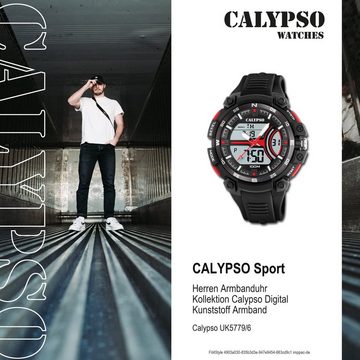 CALYPSO WATCHES Digitaluhr Calypso Herren Jugend Uhr Analog-Digital, Herren, Jugend Armbanduhr rund, Kunststoffarmband schwarz, Sport