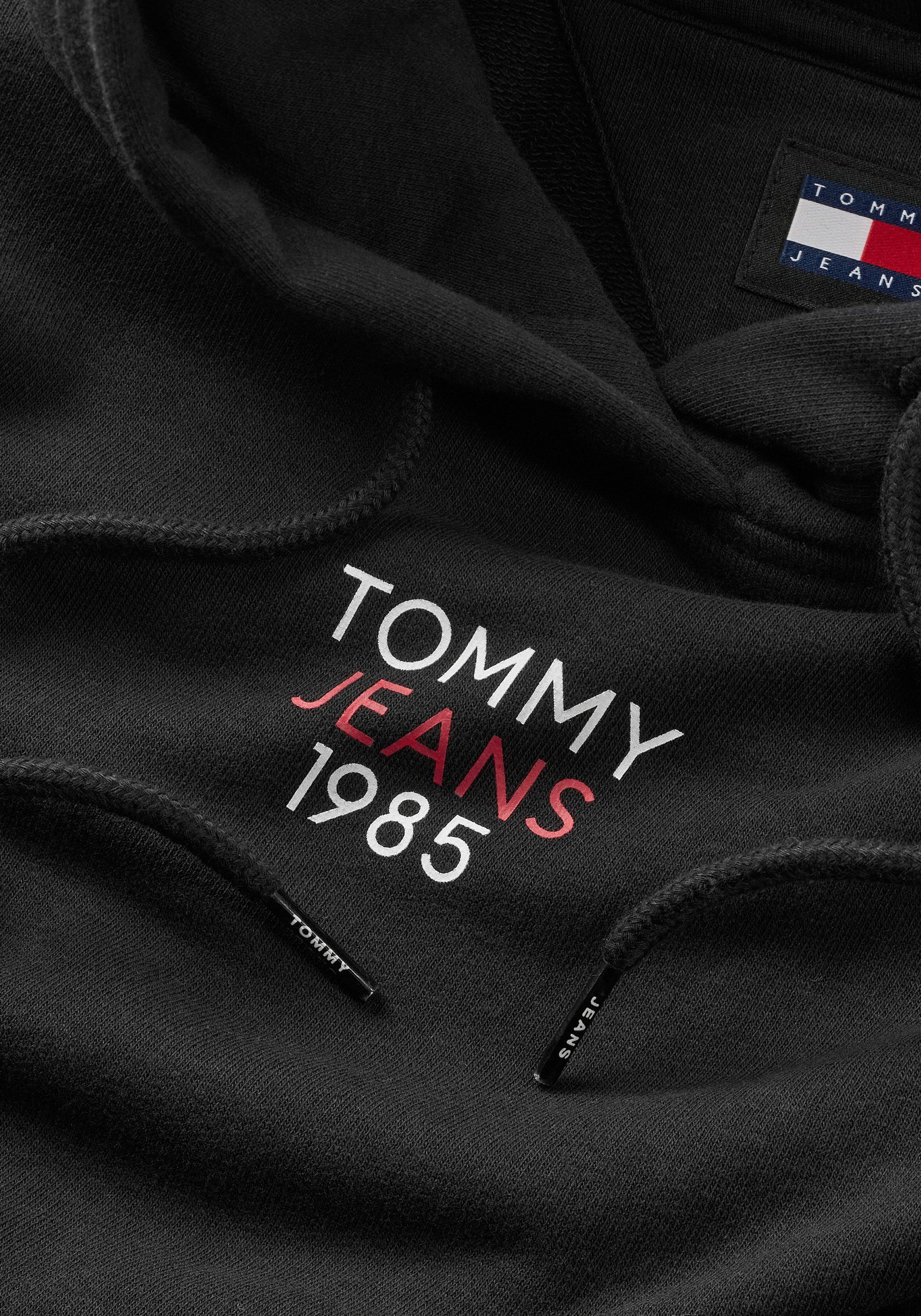 Black Markenlabel Tommy ESSENTIAL LOGO1 RLX TJW EXT Kapuzensweatshirt Jeans mit HOOD Stickerei