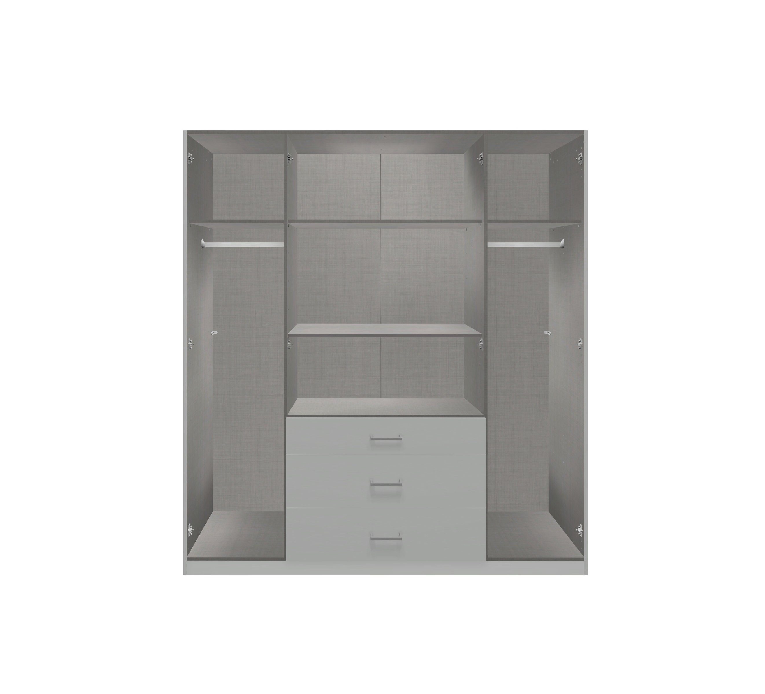 freiraum Drehtürenschrank Clack in HOCHGLANZ LACK WEISS - 179x199x58cm (BxHxT)