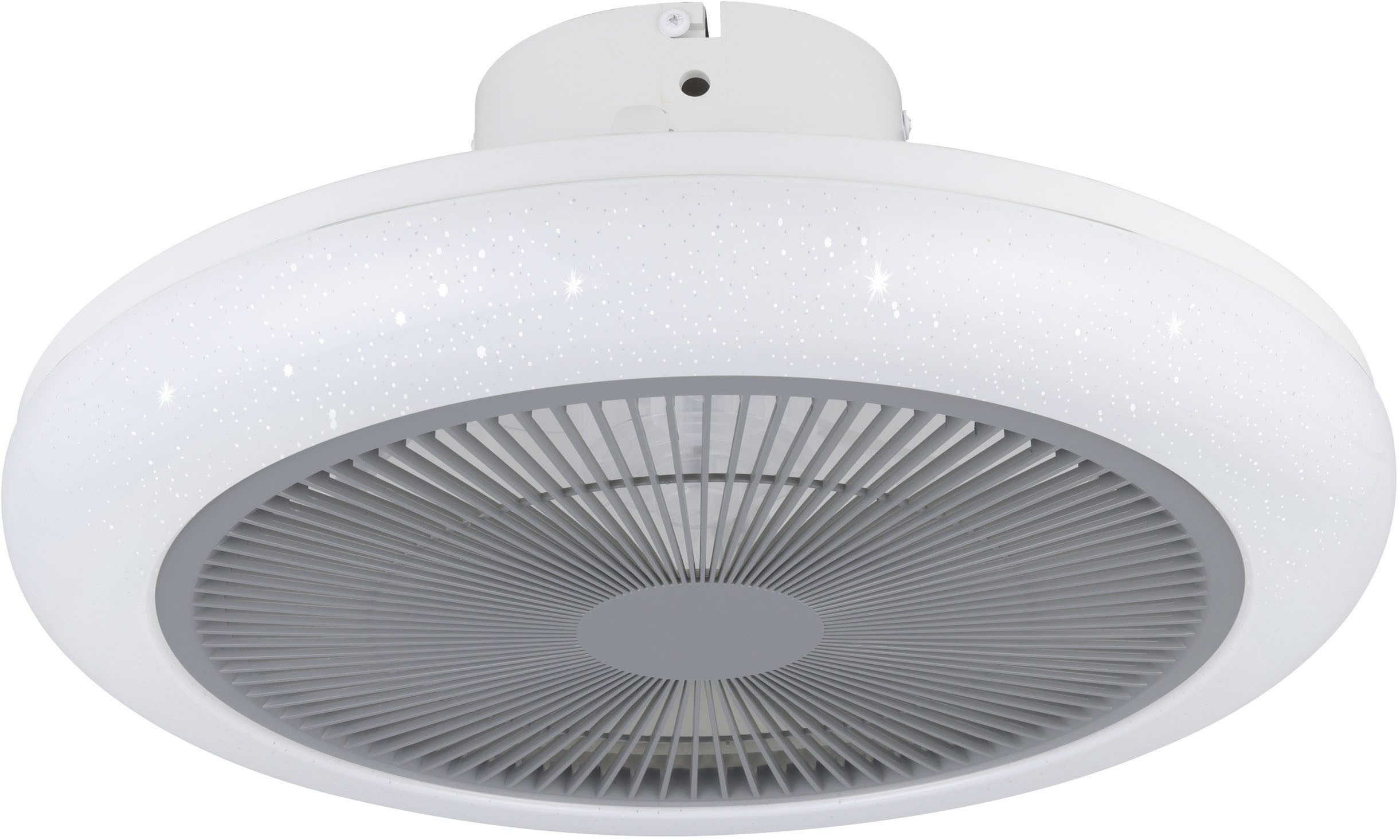 EGLO LED Deckenleuchte KOSTRENA Leuchte und Ventilator - ABS - LED - 3X8,5W - IP20, Dimmfunktion, Ventilatorfunktion, dimmbar über Fernbedienung, mehrere Helligkeitsstufen, LED fest integriert, Kaltweiß, Neutralweiß, Warmweiß, Deckenventilator, Deckenleuchte, Wohnzimmer, Schlafzimmer, H19xØ45,5cm