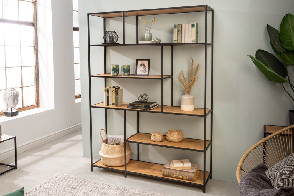 riess-ambiente Bücherregal SLIM LINE 185x135cm natur / schwarz, Einzelartik günstig online kaufen